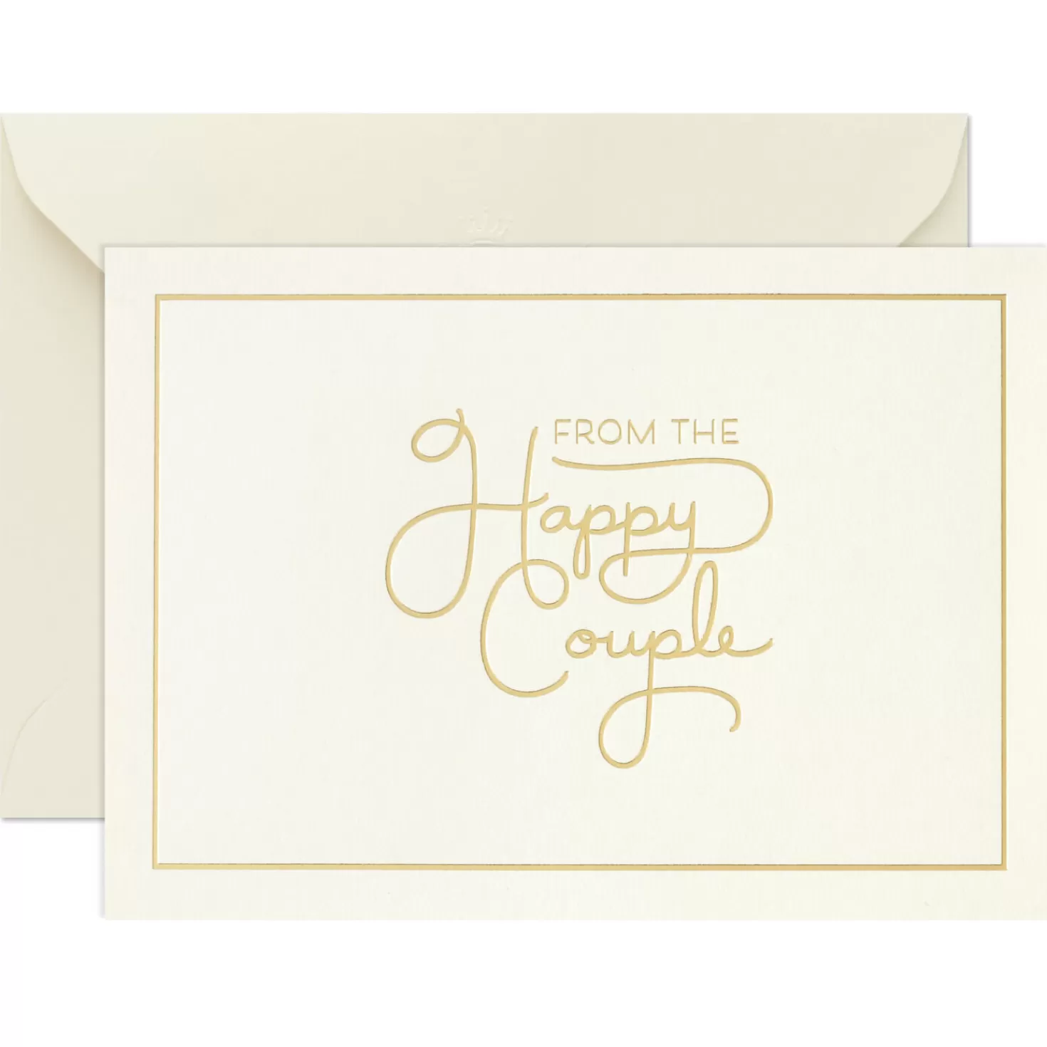 Hot Bulk Ivory And Gold Blank Wedding Thank-You Notes, Box Of 100 Wedding