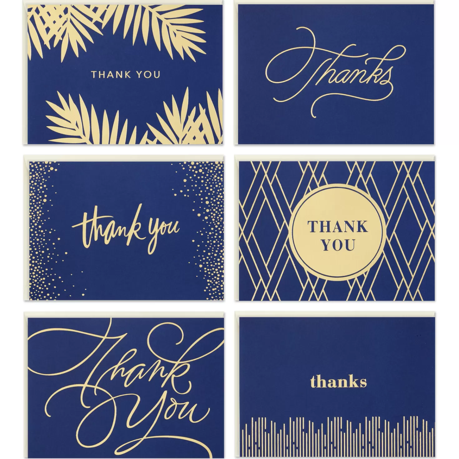 Clearance Bulk Navy And Gold Assorted Blank Thank-You Notes, Box Of 120 Thank You