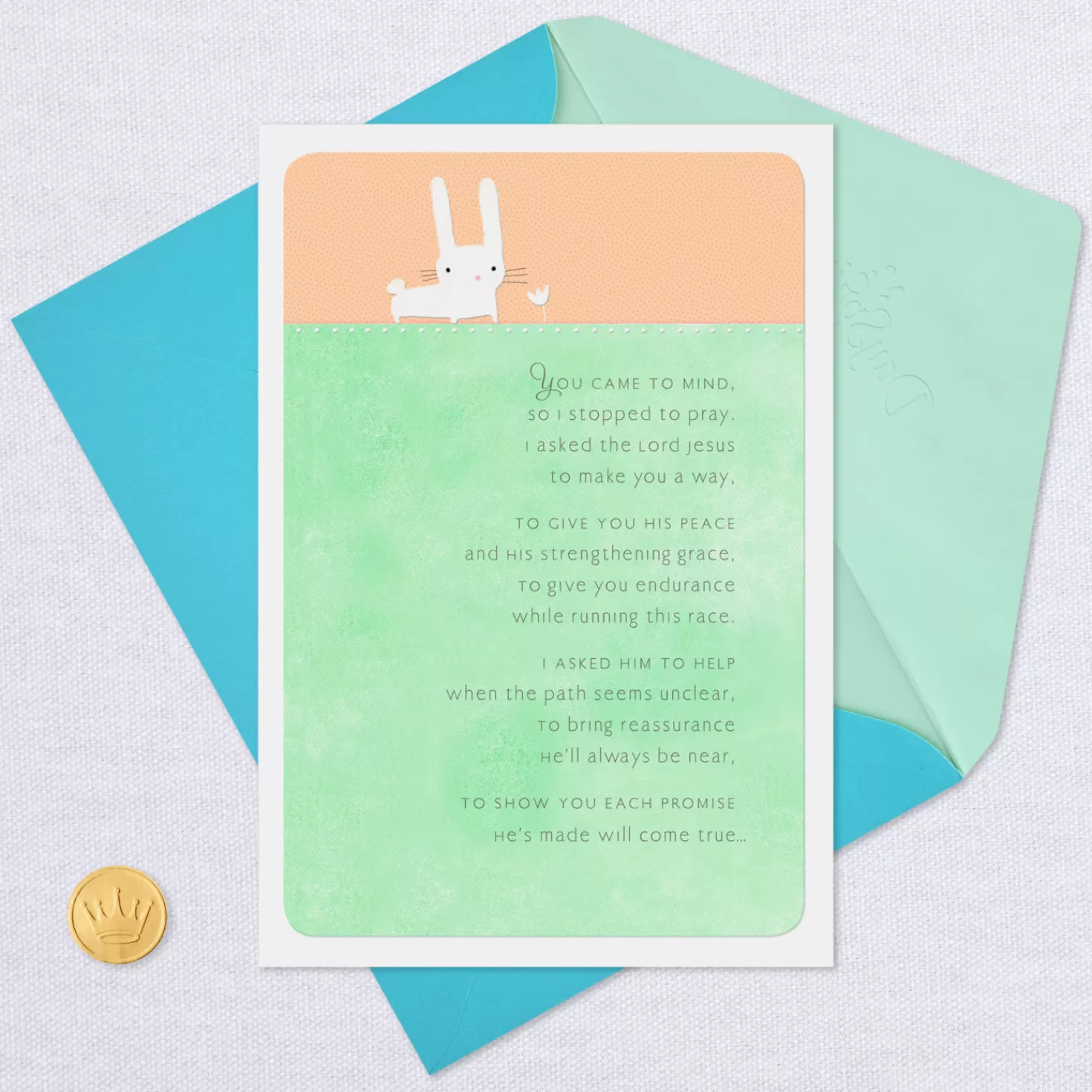 Store Bunny With Flower Praying For You Religious Encouragement Card Encouragement