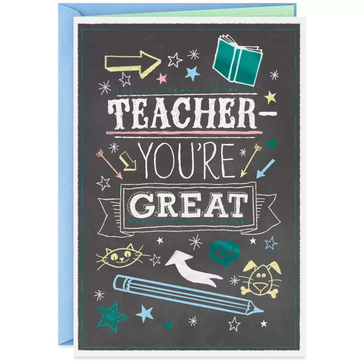 Store Chalkboard Doodles Thank-You Card For Teacher Thank You
