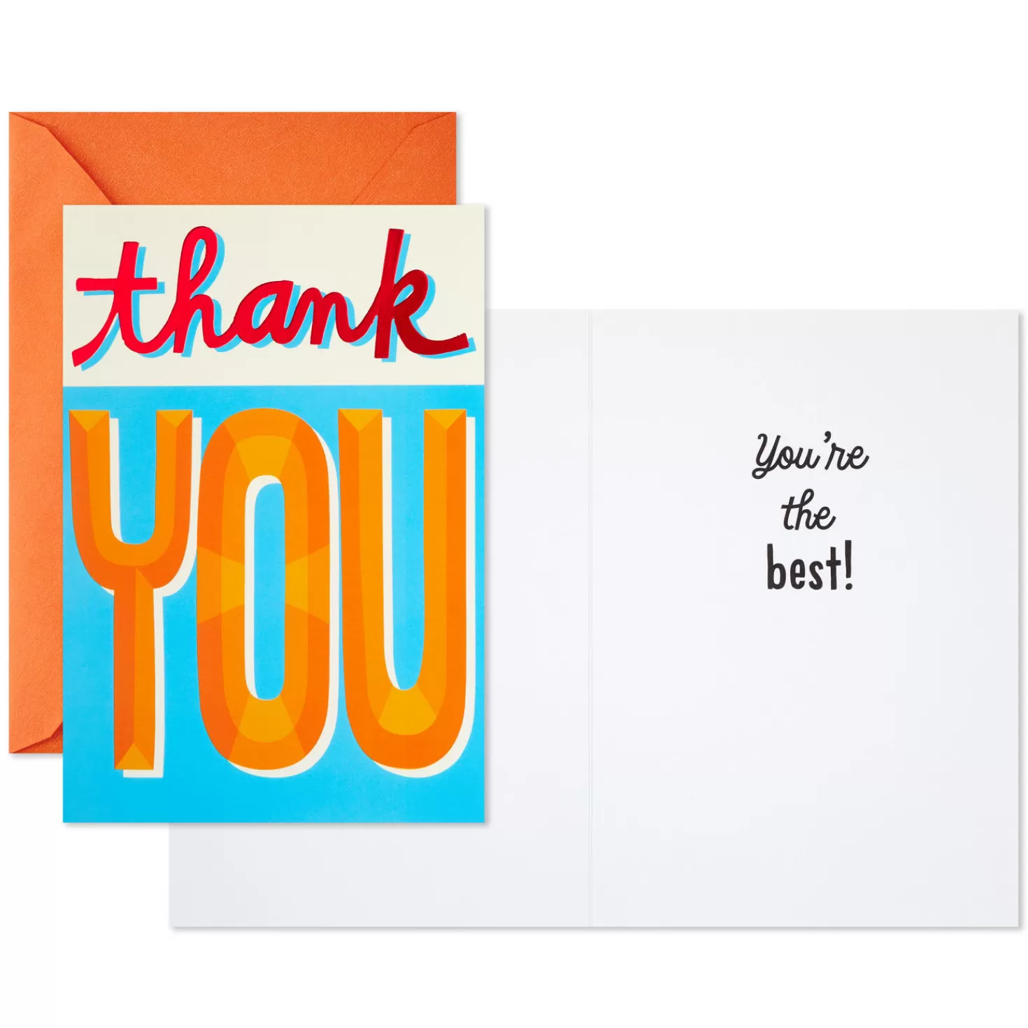 Hot Color Block Thank-You Cards, Pack Of 10 Thank You