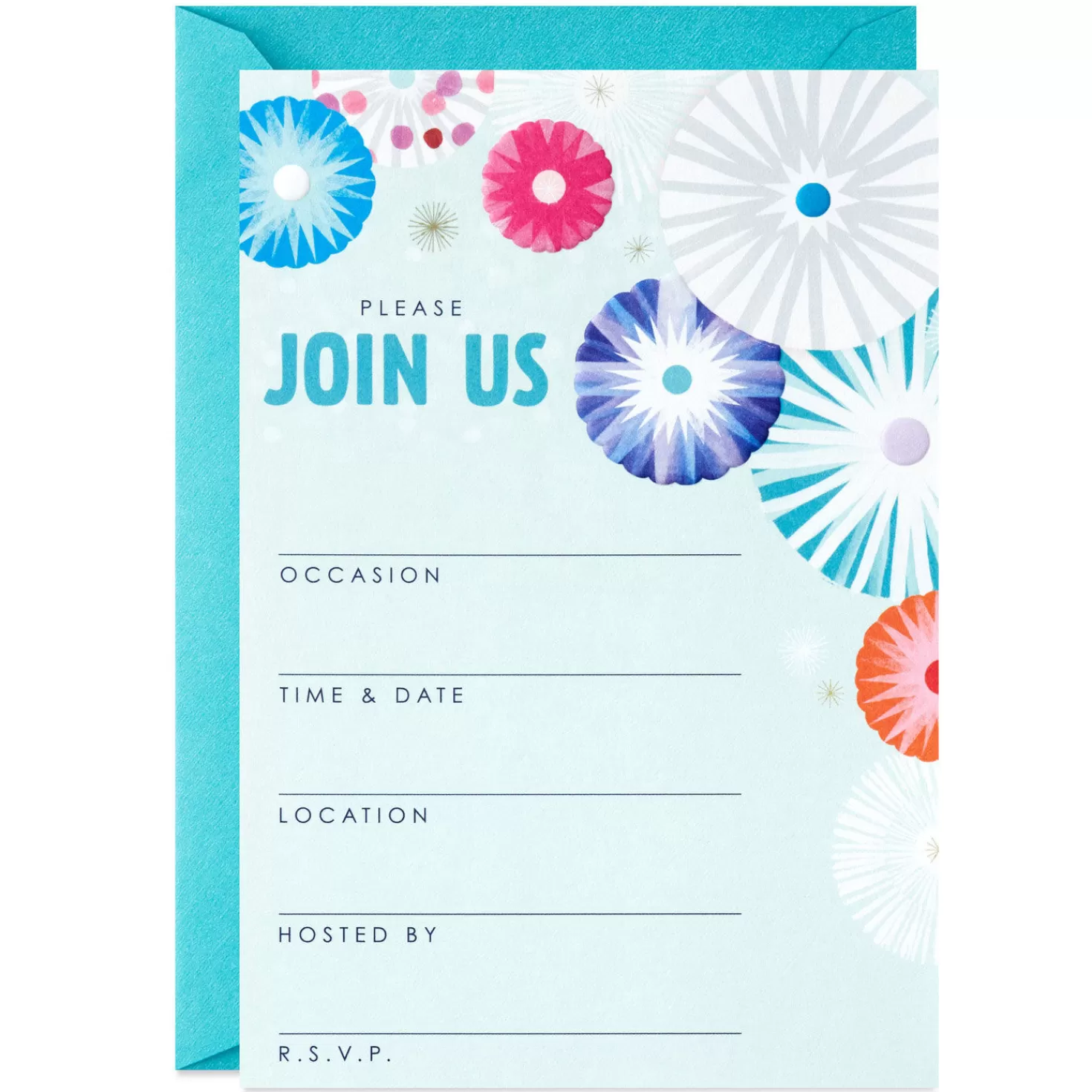 Birthday>Hallmark Color Bursts Party Invitations, Pack Of 20