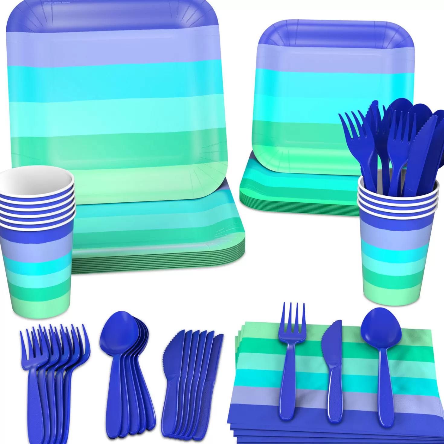 Outlet Color Pop 96-Piece Tableware Basics Party Kit, Cool Ombre Stripe Graduation