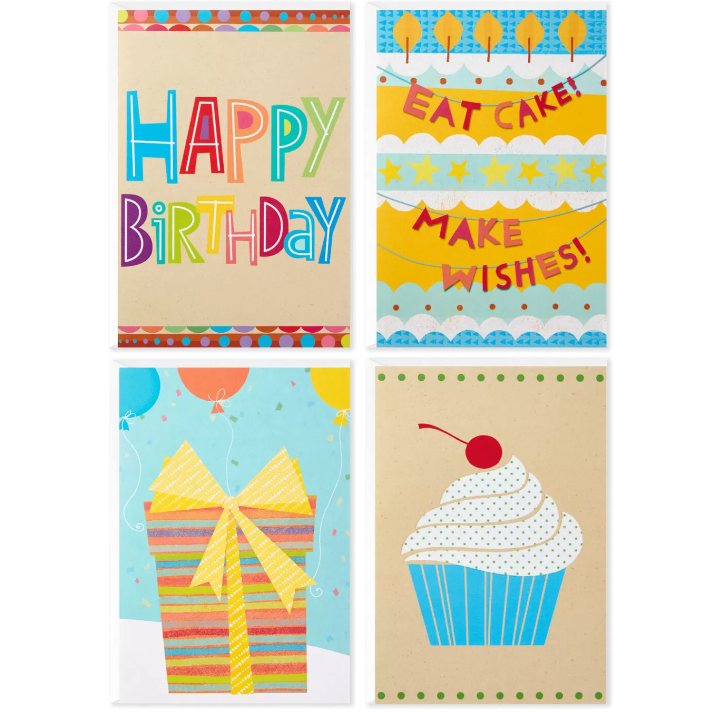 Birthday>Hallmark Colorful Assorted Birthday Cards, Pack Of 12