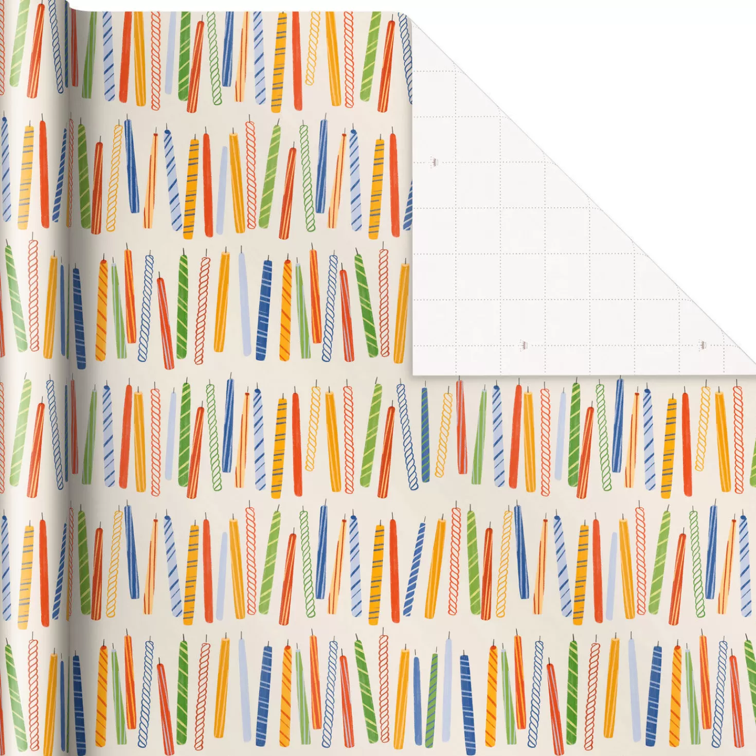 Birthday>Hallmark Colorful Candles Wrapping Paper, 20 Sq. Ft.