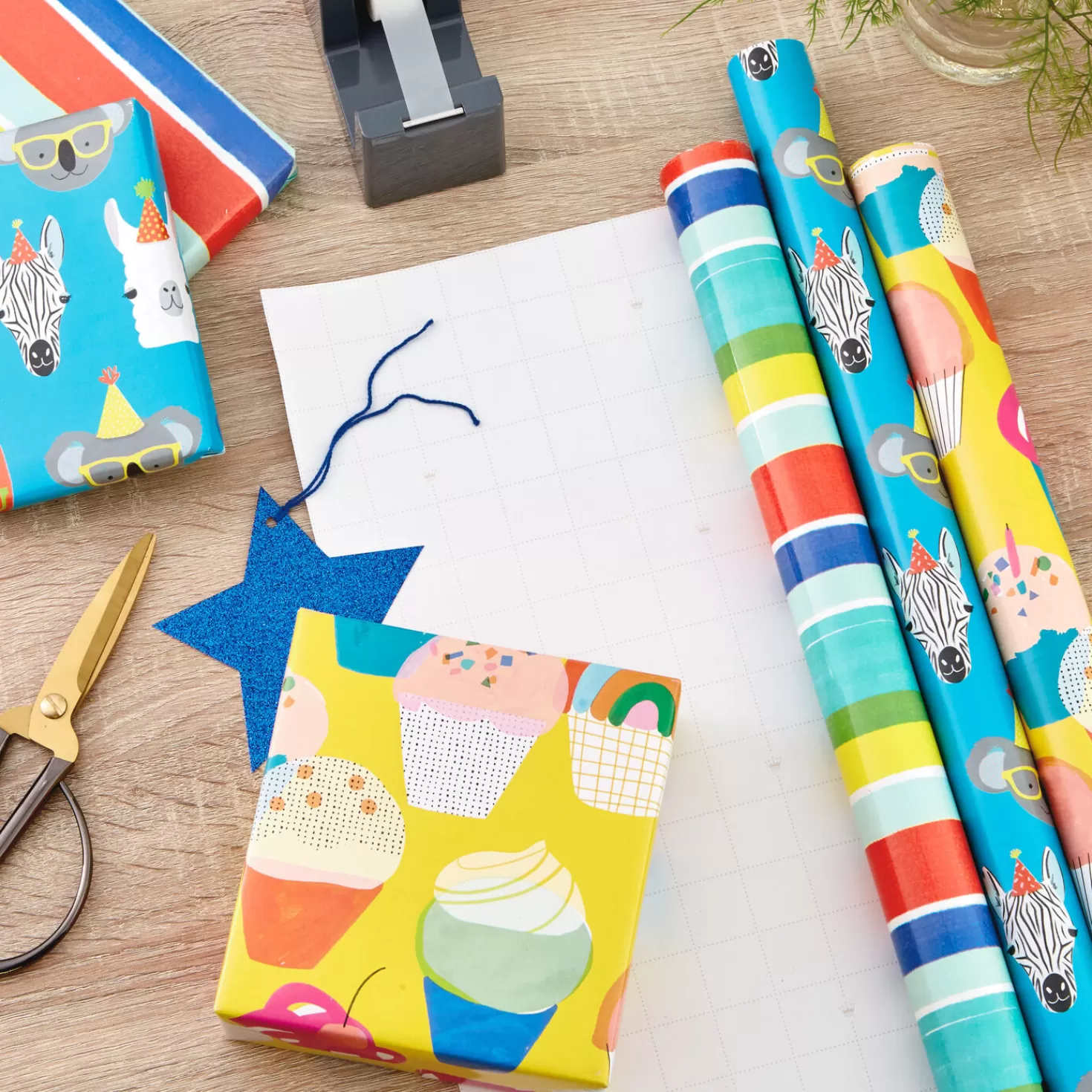Birthday>Hallmark Colorful Celebration 3-Pack Wrapping Paper, 55 Sq. Ft. Total