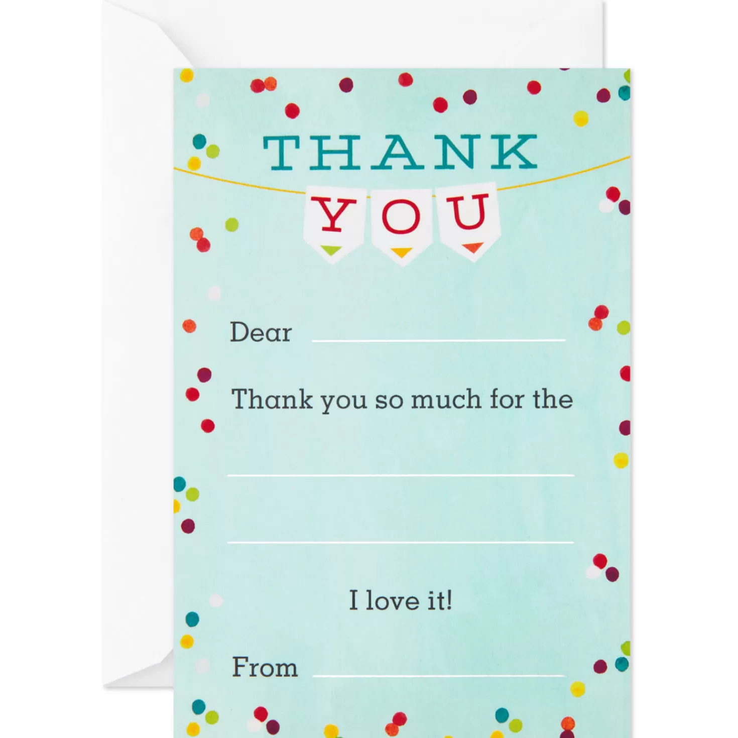 Outlet Colorful Confetti Fill-In-The-Blank Kids Thank-You Notes, Pack Of 20 Thank You