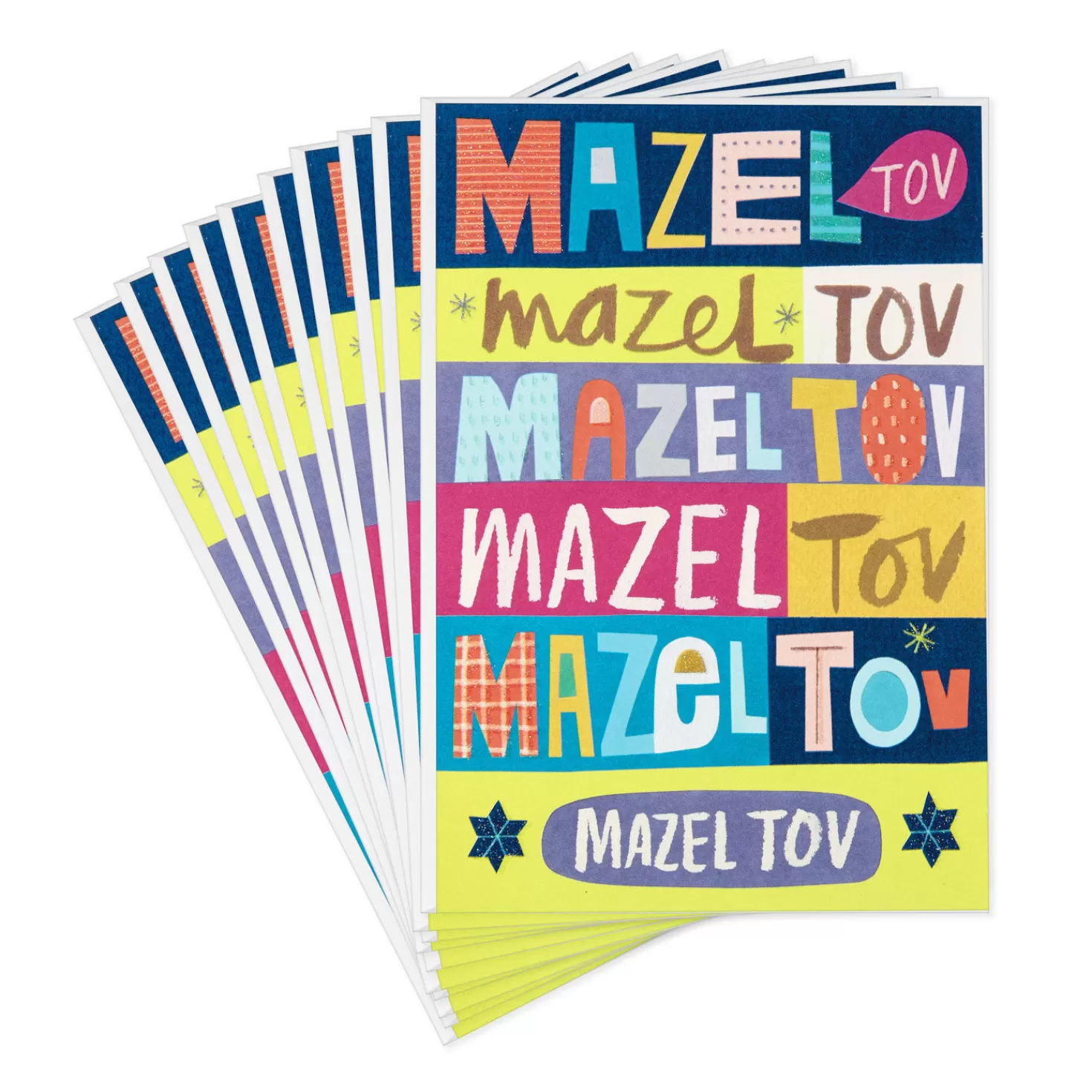 Best Colorful Mazel Tov Blank Congratulations Cards, Pack Of 10 Congratulations