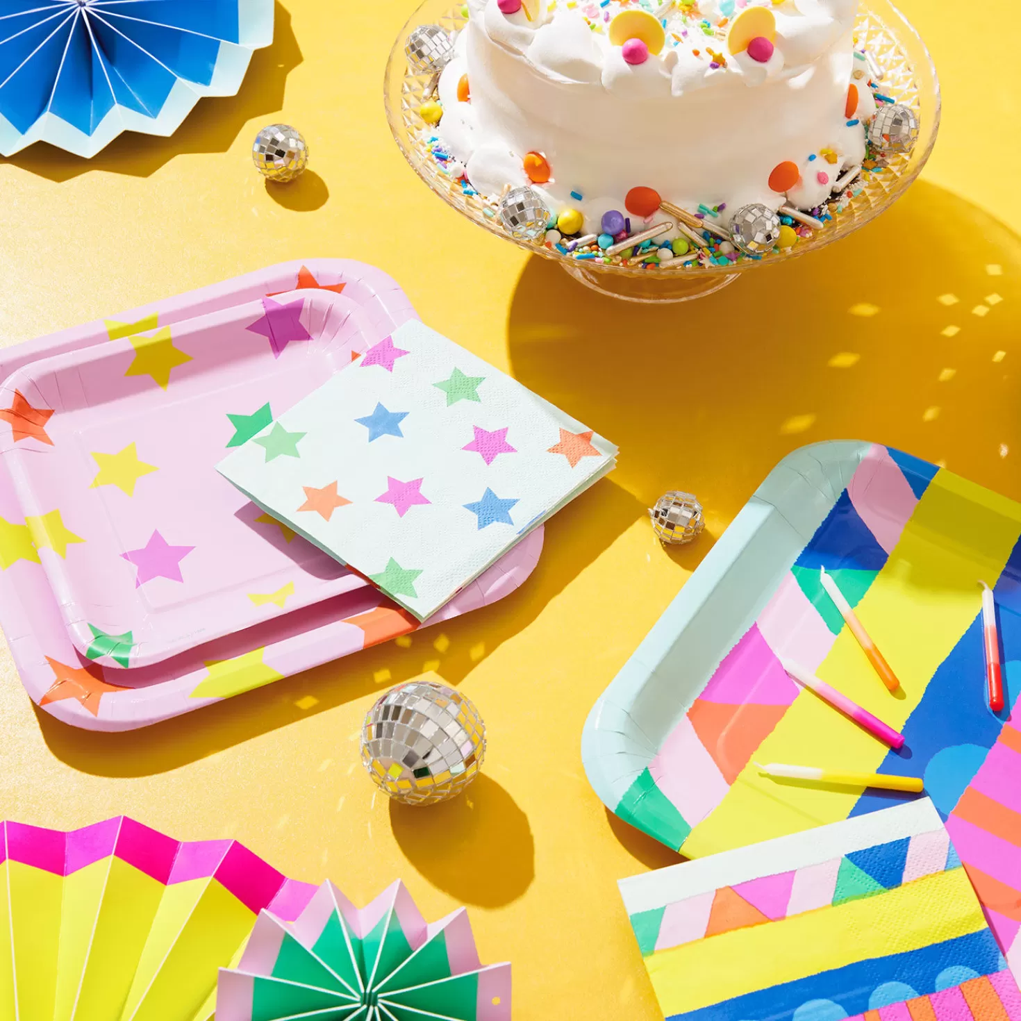 Birthday>Hallmark Colorful Stars On Mint Cocktail Napkins, Set Of 16