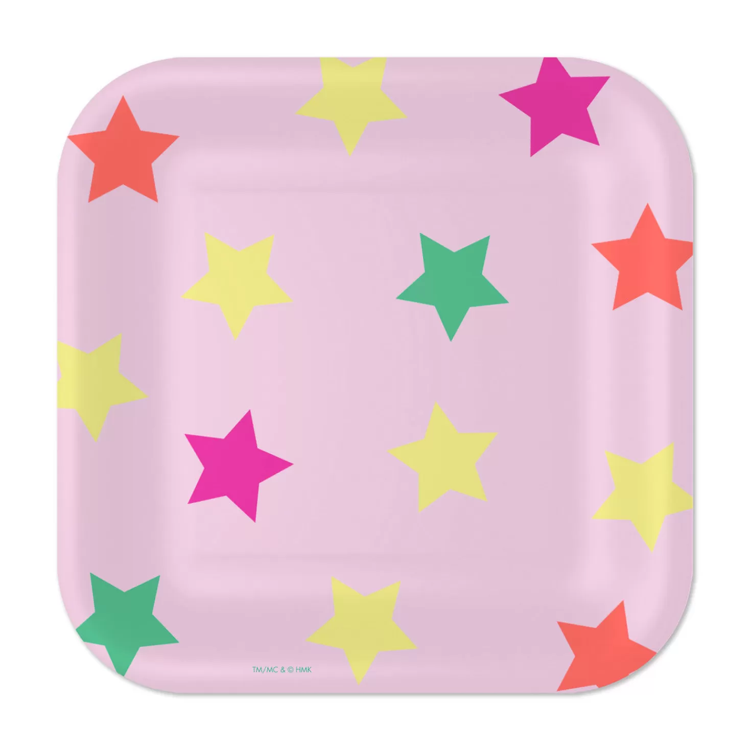 Birthday>Hallmark Colorful Stars On Pink Square Dessert Plates, Set Of 8