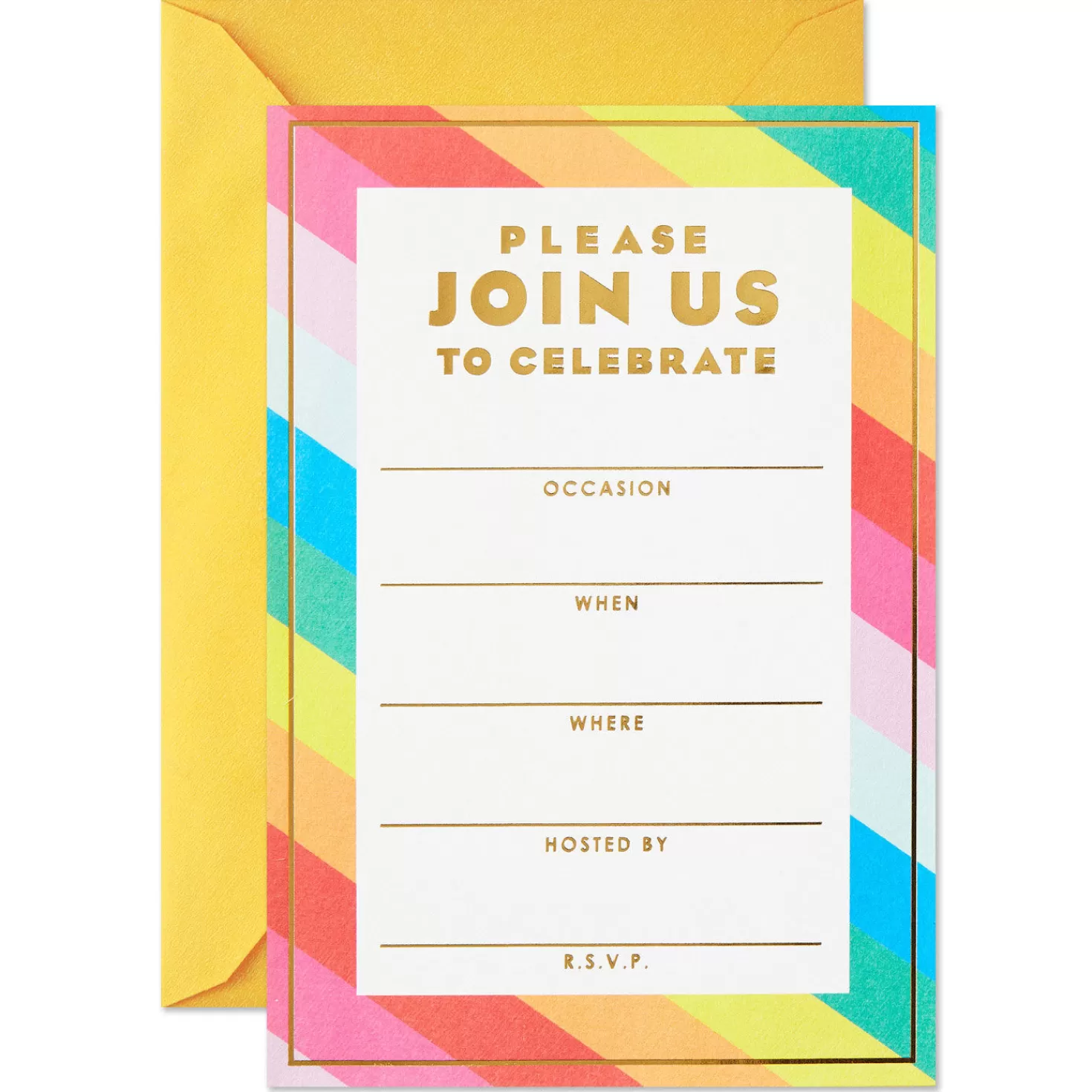 Birthday>Hallmark Colorful Stripe Party Invitations, Pack Of 10