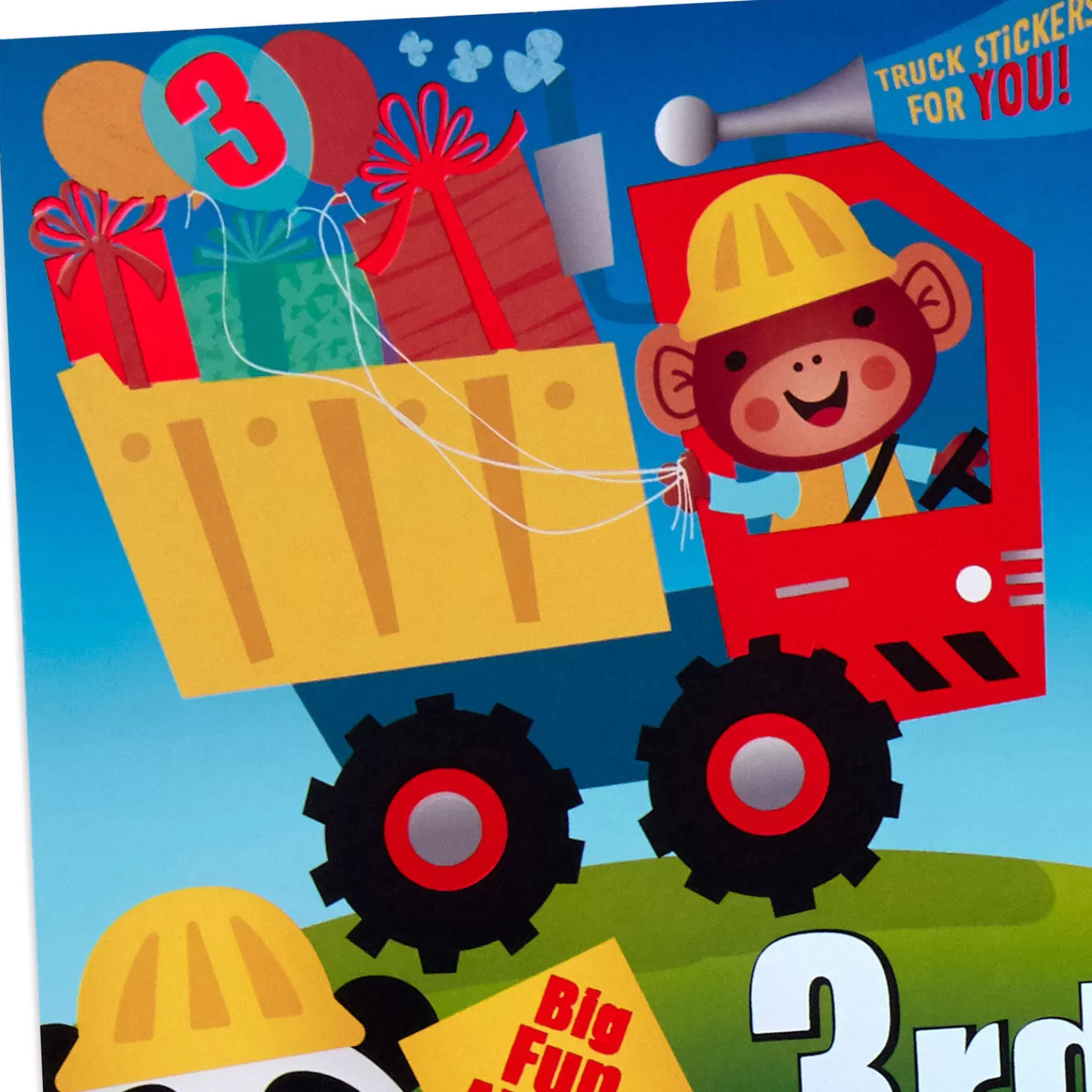 Birthday>Hallmark Construction Site 3Rd Birthday Card With Stickers And Coloring Activity