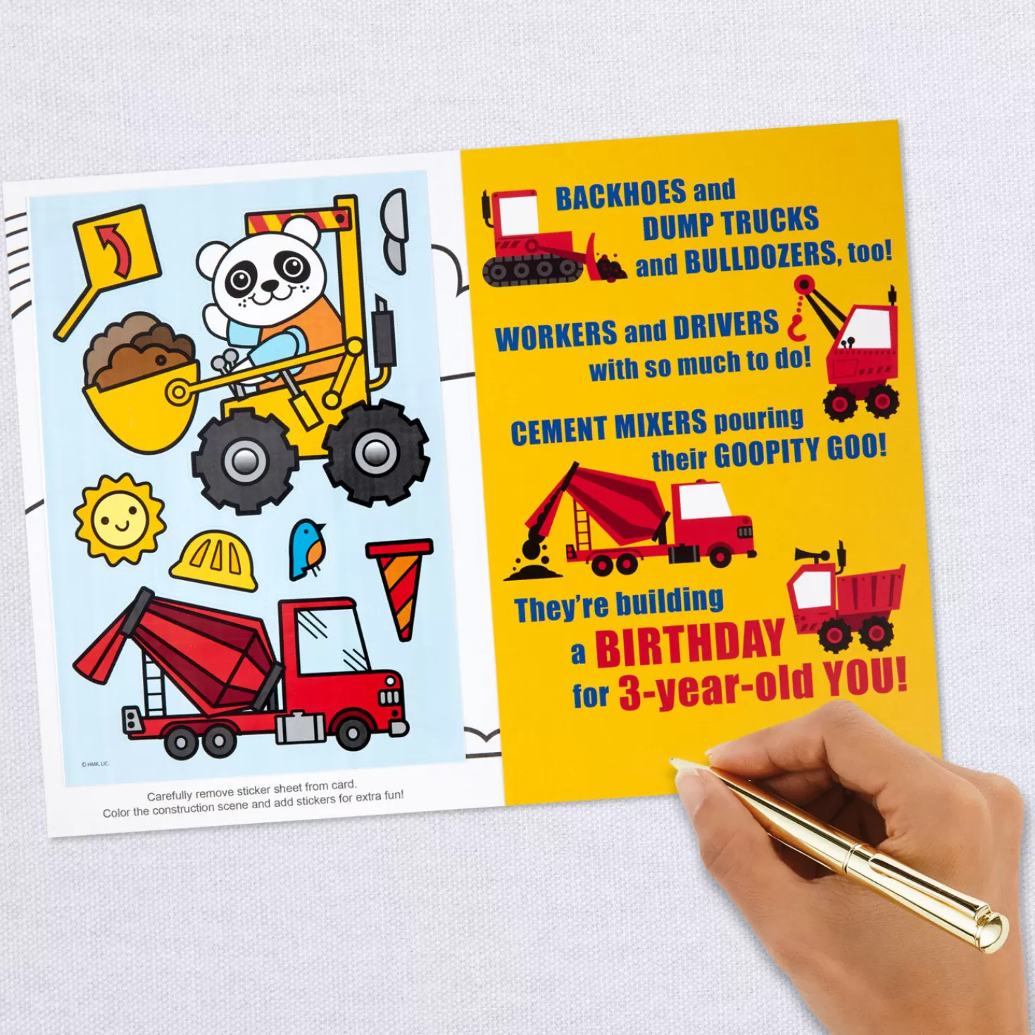 Birthday>Hallmark Construction Site 3Rd Birthday Card With Stickers And Coloring Activity