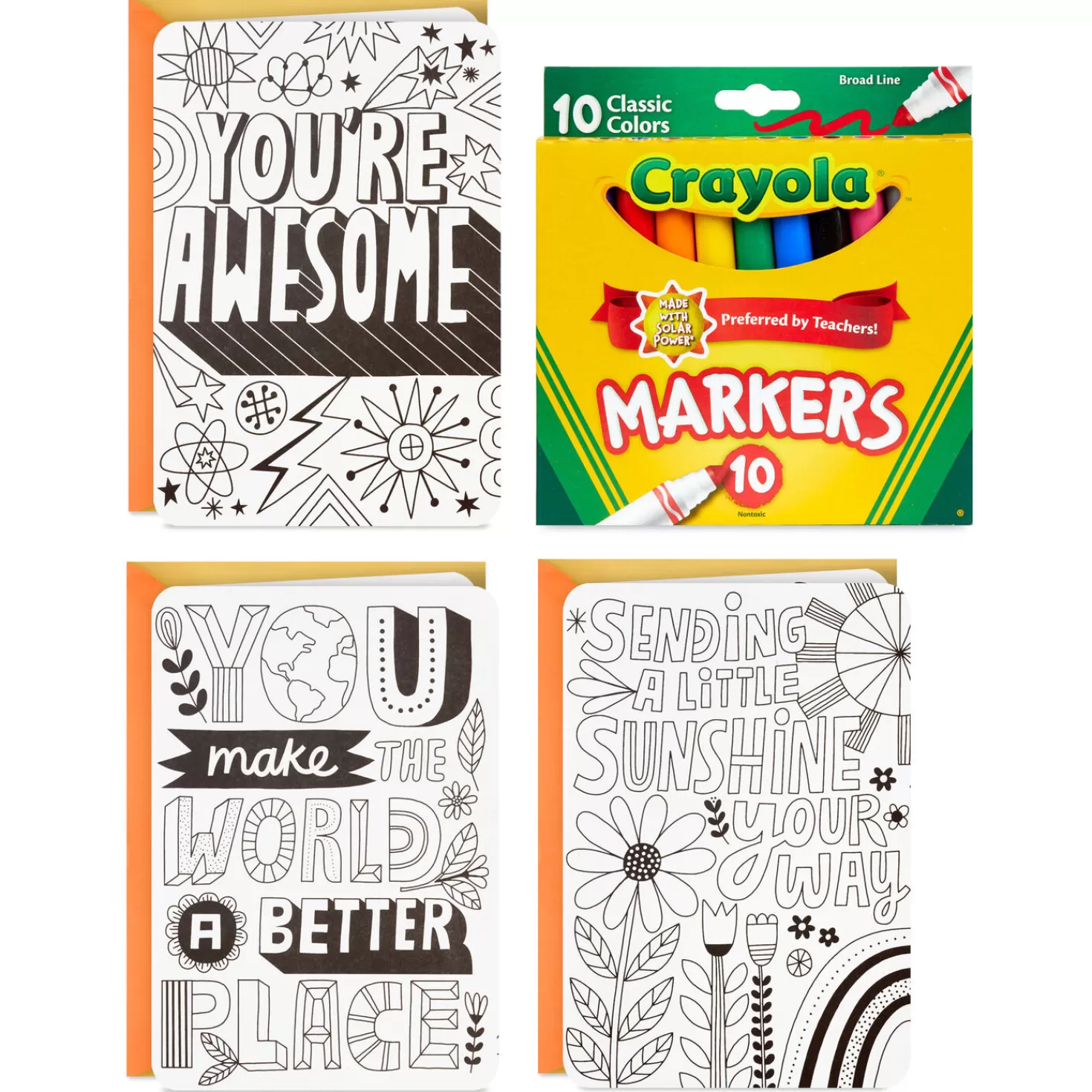 Discount Crayola® Coloring Cards And Marker Gift Set Thank You