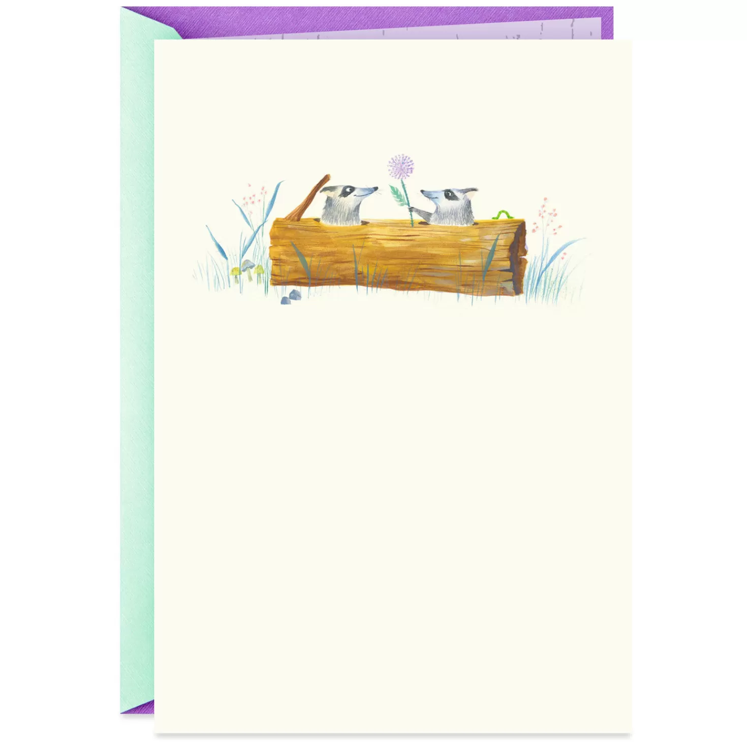 Shop Cute Raccoons And Flowers Blank Card Encouragement