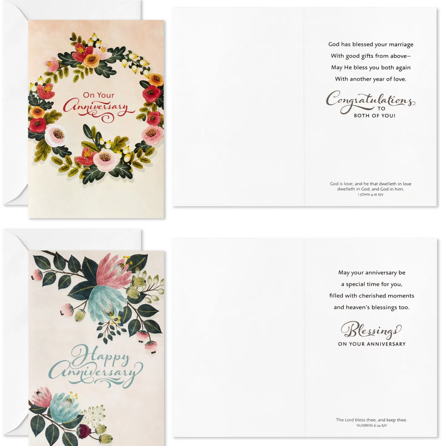 Anniversary>Hallmark Dayspring Floral Assorted Religious Anniversary Cards, Box Of 12