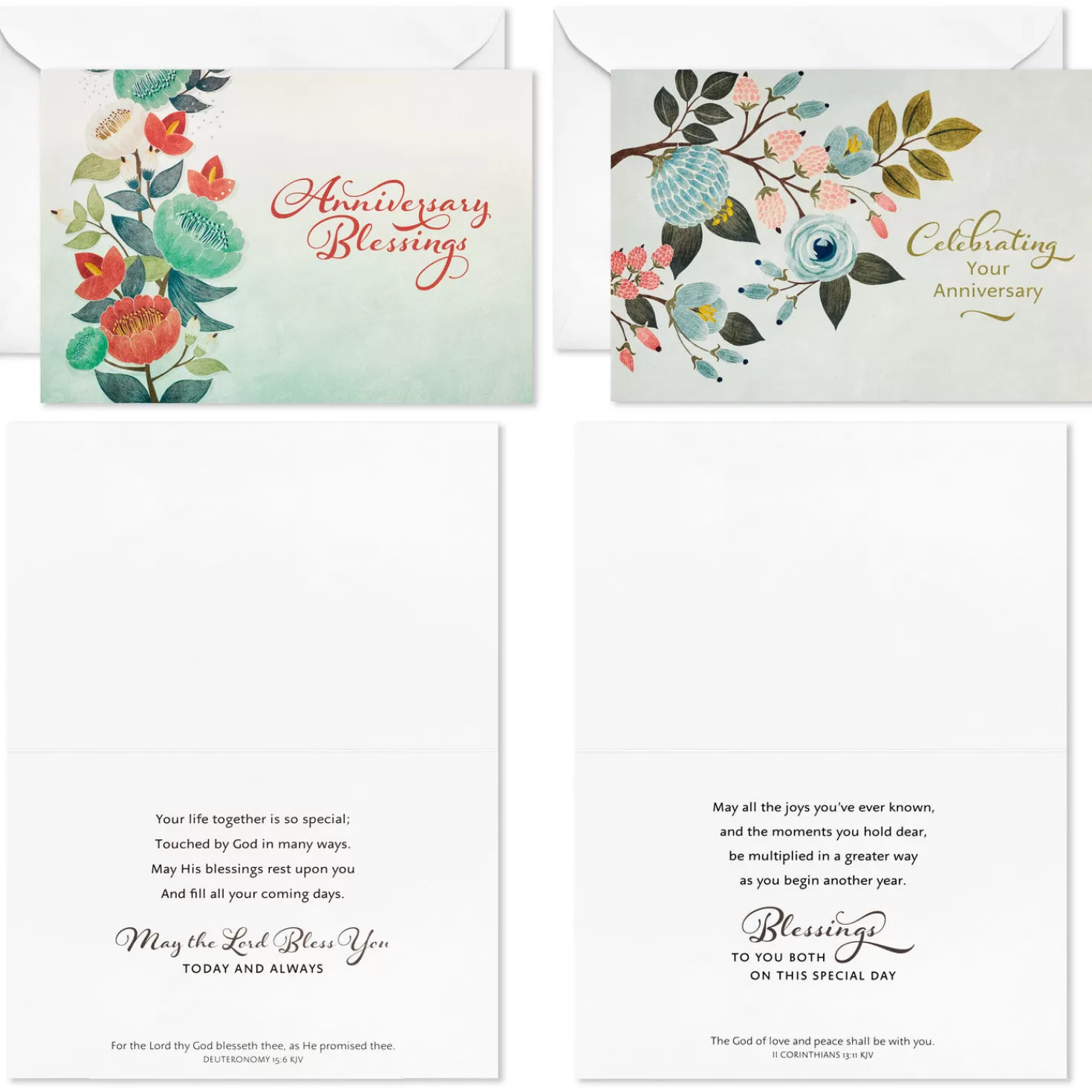 Anniversary>Hallmark Dayspring Floral Assorted Religious Anniversary Cards, Box Of 12