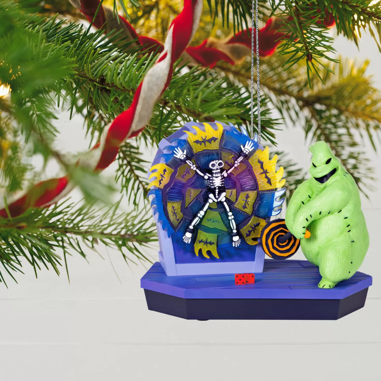 Halloween (10/31)>Hallmark Disney Tim Burton's The Nightmare Before Christmas 30Th Anniversary Mr. Oogie Boogie Musical Ornament With Light And Motion