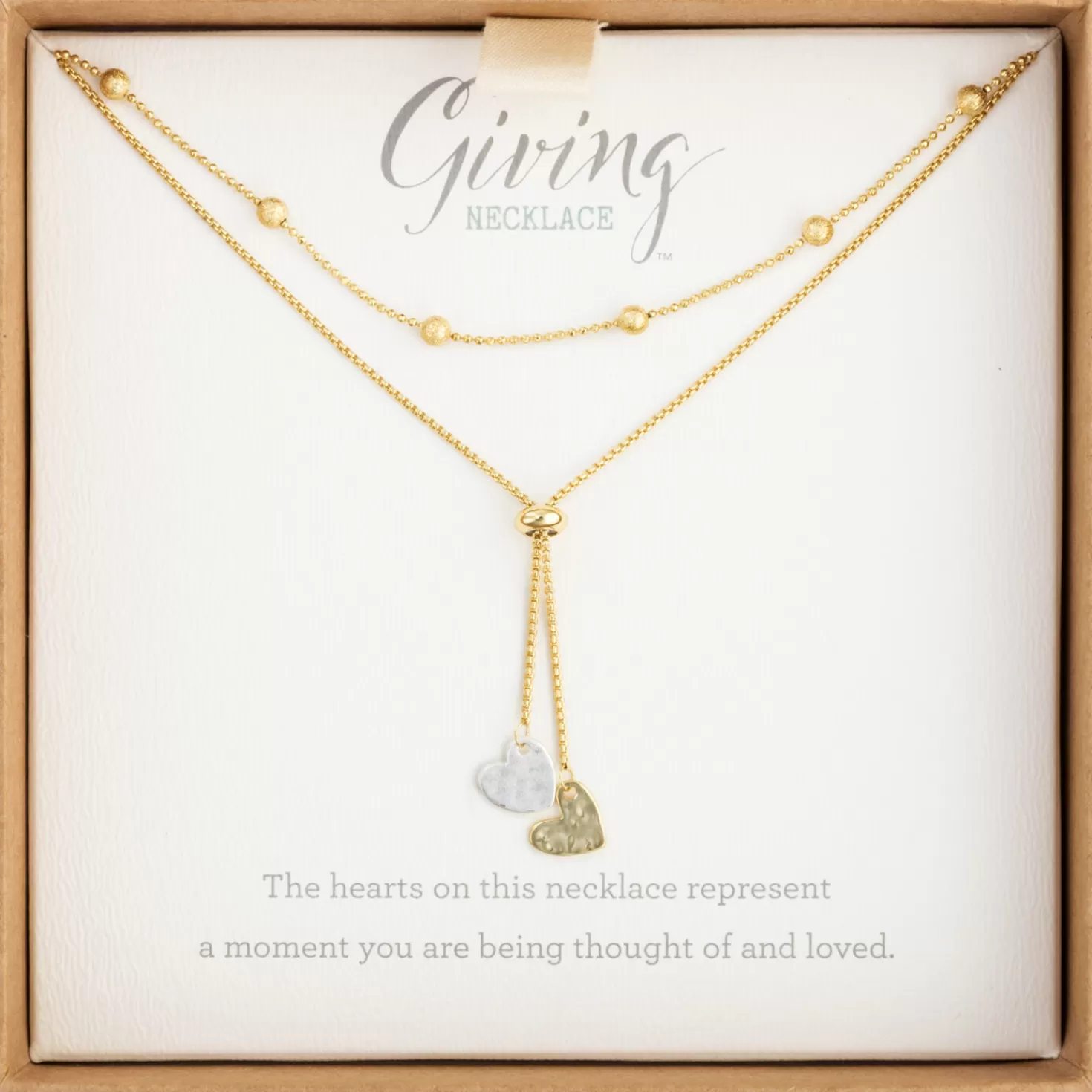 Best Sale Double Heart Charms Giving Necklace, 35" Thank You