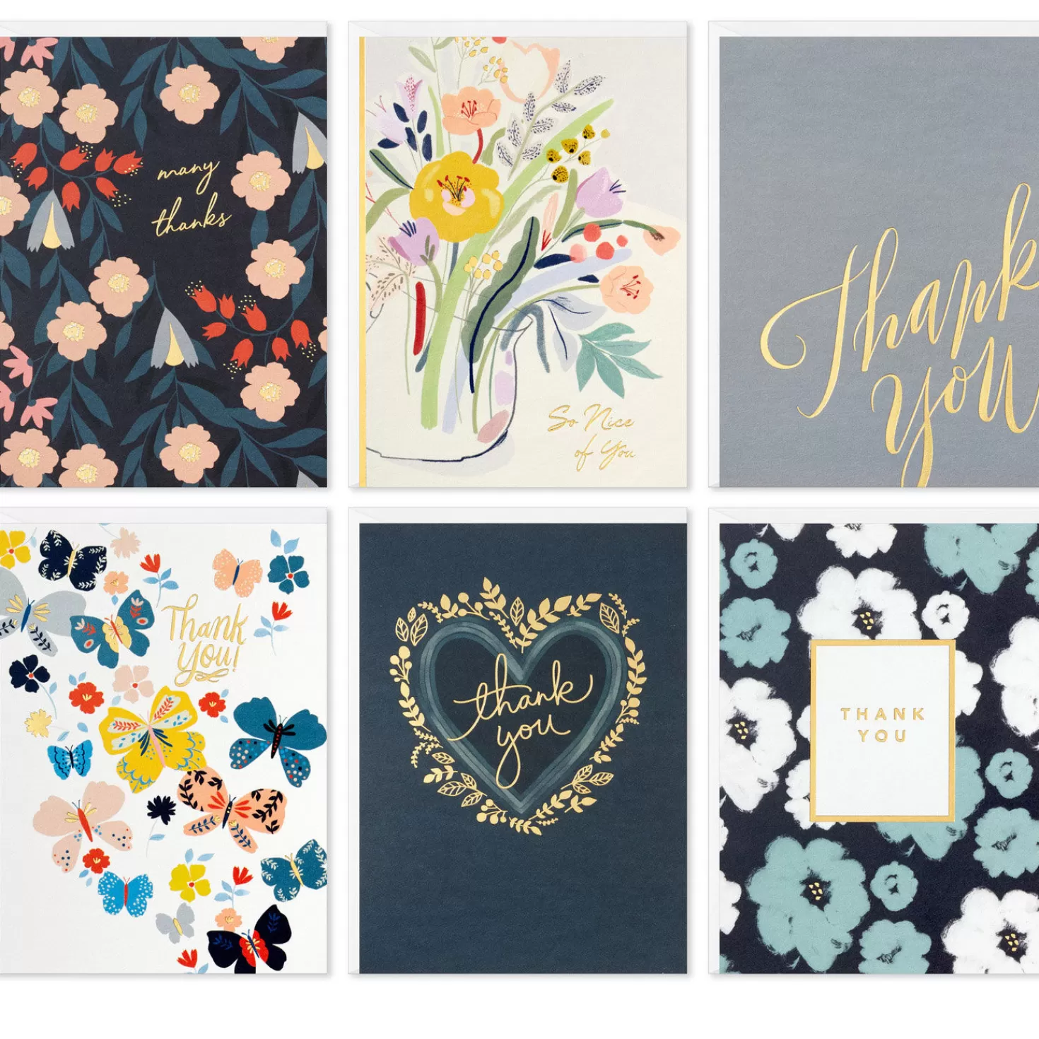 Store Elegant Florals Boxed Blank Thank-You Notes Assortment, Pack Of 48 Thank You