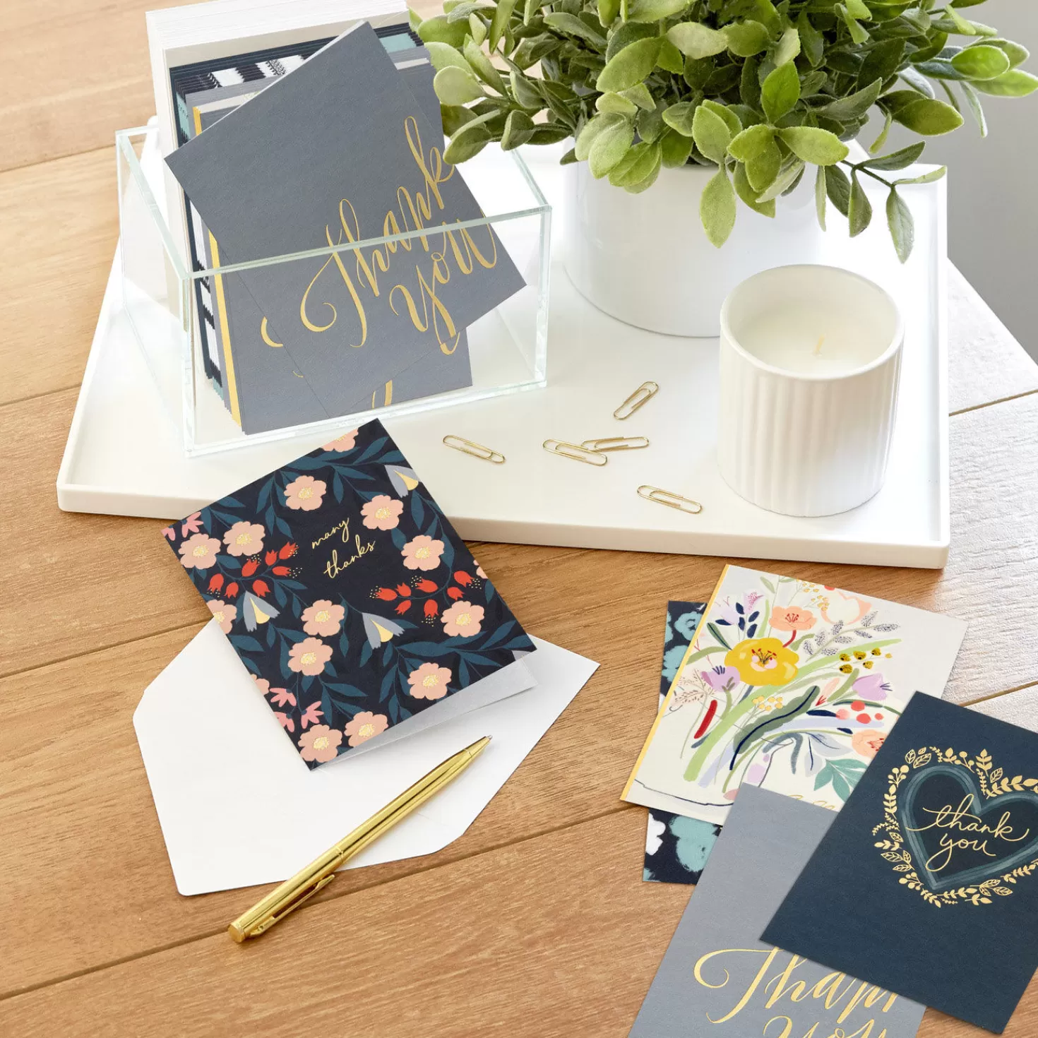 Store Elegant Florals Boxed Blank Thank-You Notes Assortment, Pack Of 48 Thank You
