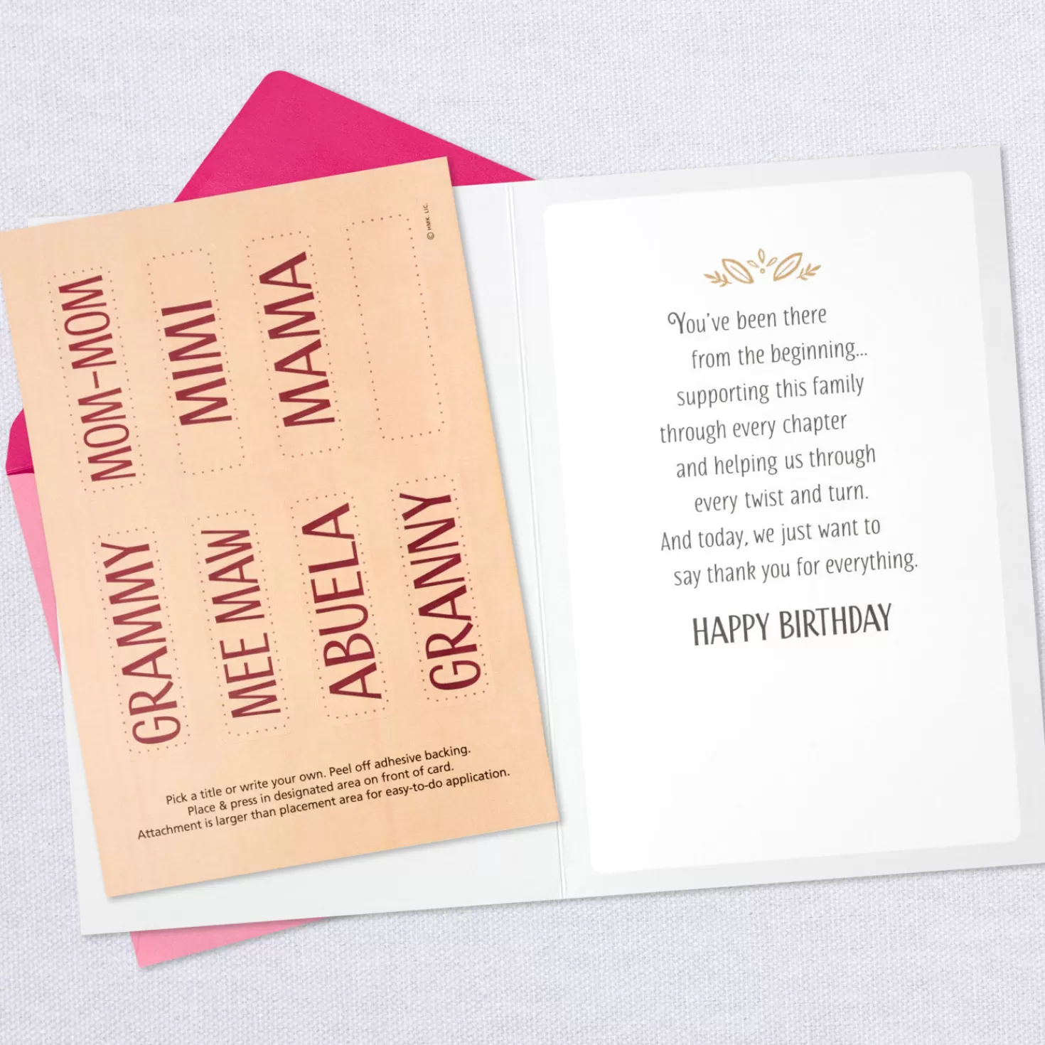 Birthday>Hallmark Family Story Customizable Birthday Card With Grandma Name Stickers
