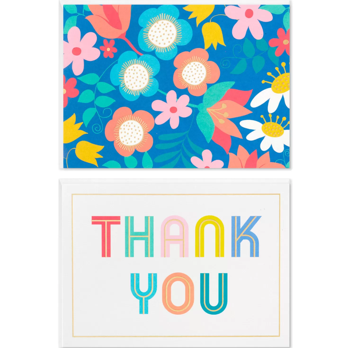 Hot Floral And Lettering Bulk Blank Note Cards, Pack Of 50 Thank You