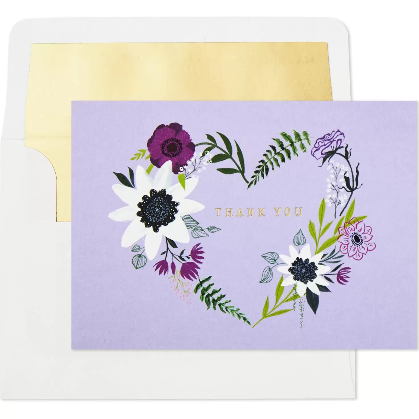 Outlet Floral Heart Wreath On Lavender Blank Thank You Notes, Pack Of 10 Thank You