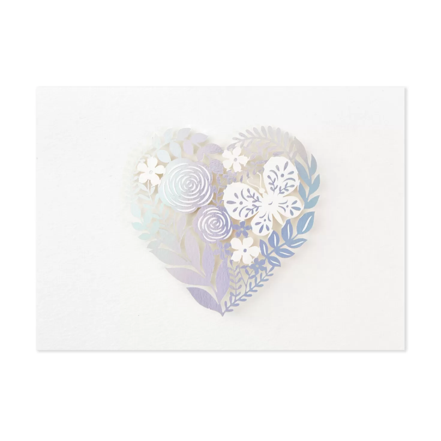 Online Floral Laser Foil Heart Blank Note Cards, Box Of 8 Wedding