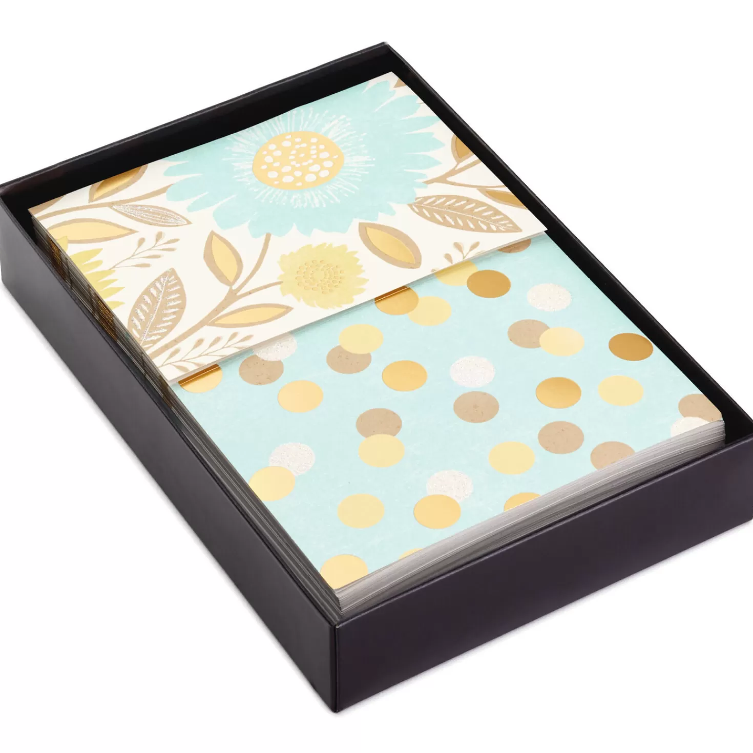 New Flowers And Dots Assorted Blank Note Cards, Box Of 50 Thank You