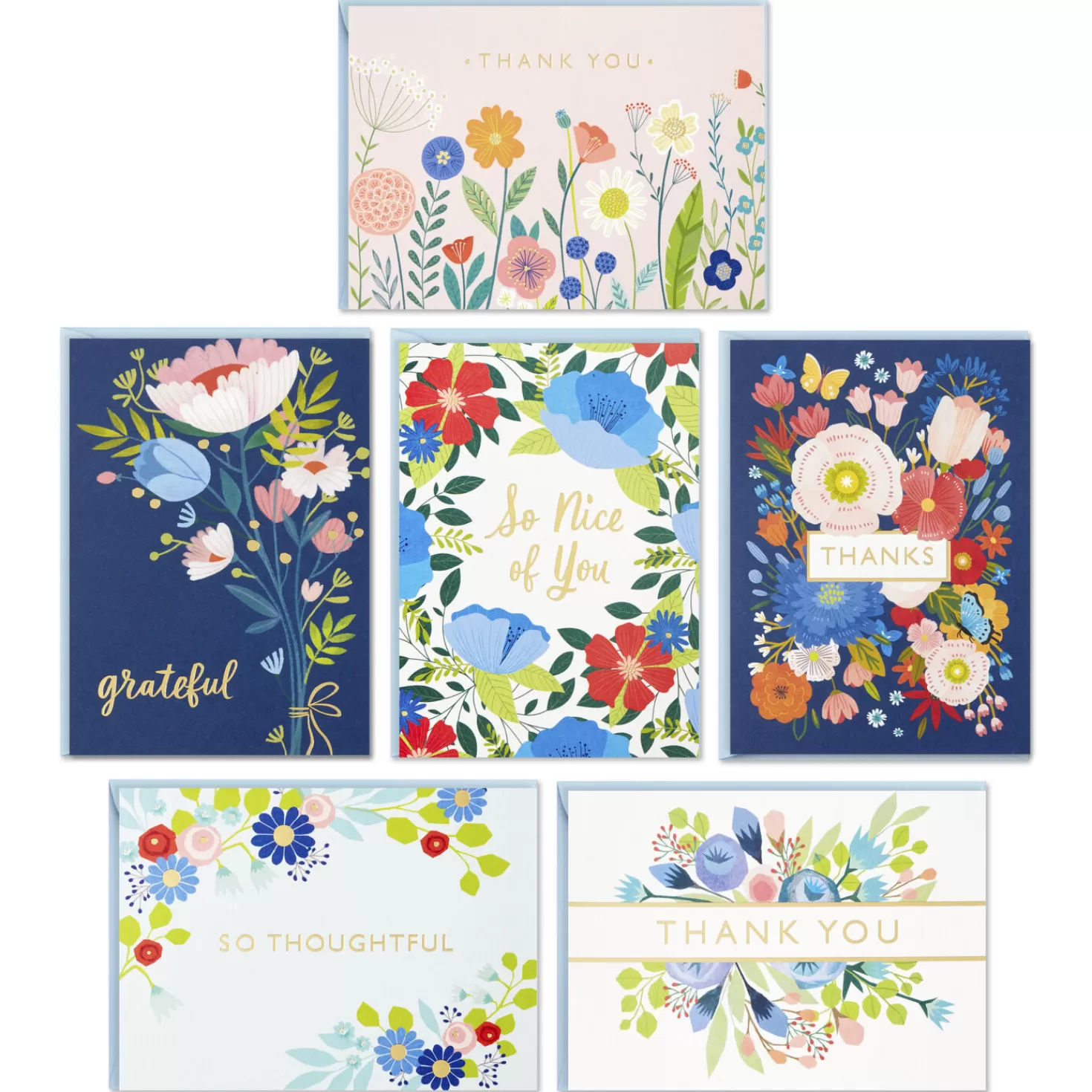 Hot Folk-Art Floral Assorted Blank Thank-You Notes, Box Of 36 Thank You