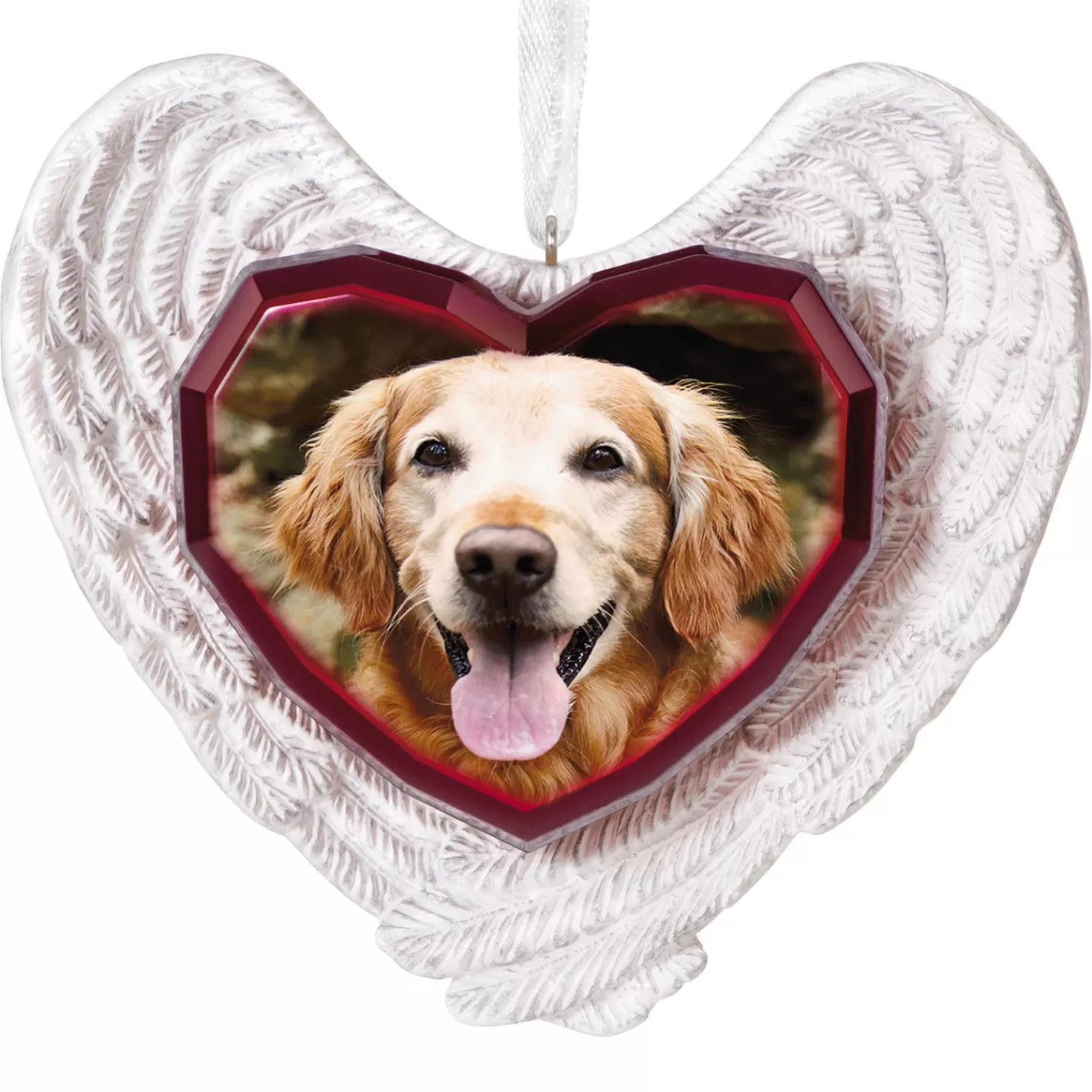 Best Sale Forever Loved Memorial Heart And Angel Wings Photo Personalized Ornament Sympathy
