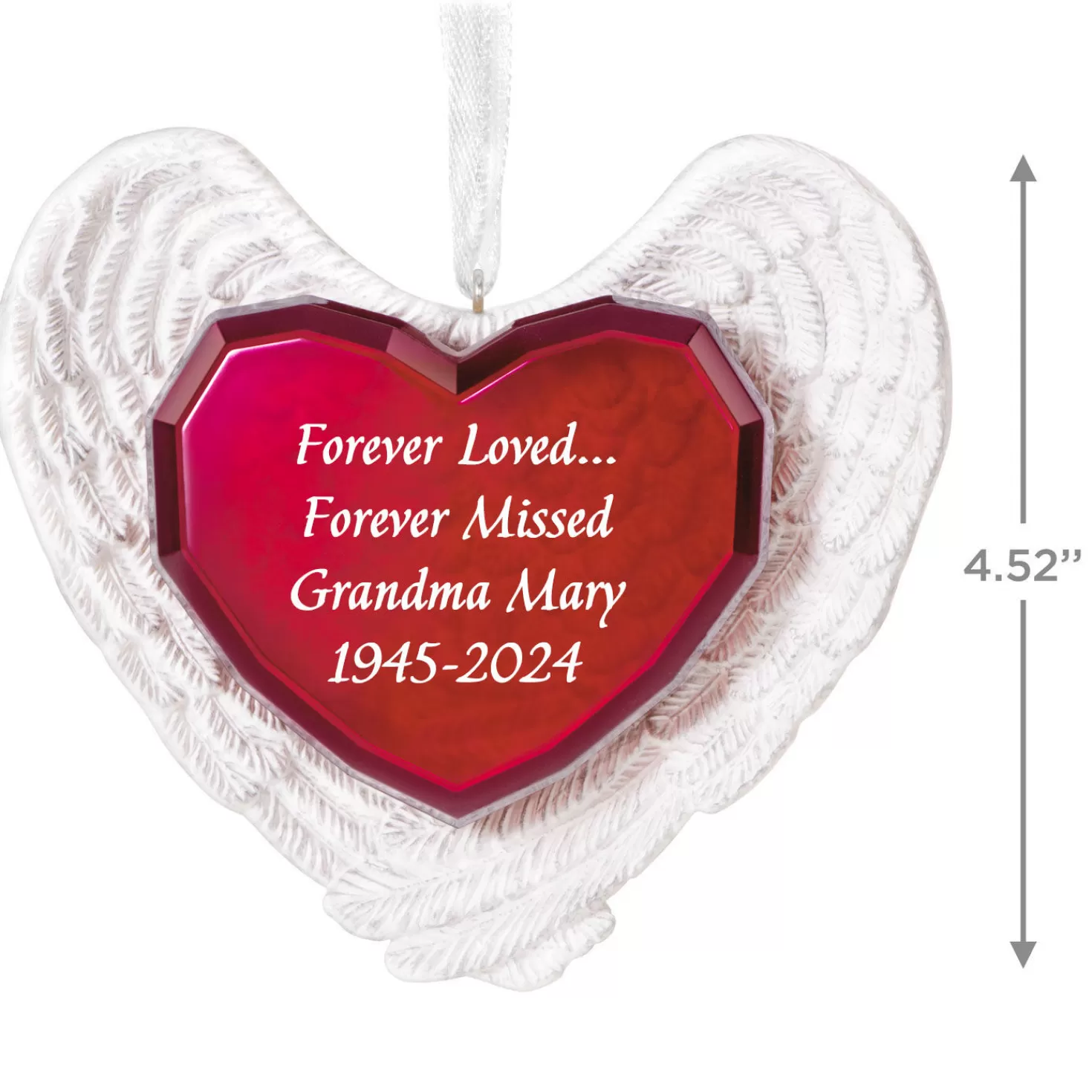 Flash Sale Forever Loved Memorial Heart And Angel Wings Text Personalized Ornament Sympathy