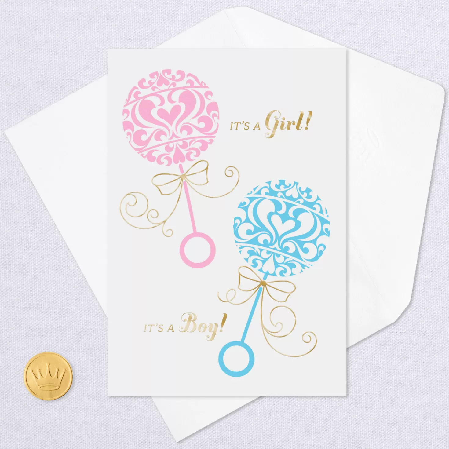Baby>Hallmark Full Hands And Hearts New Baby Twins Girl And Boy Card