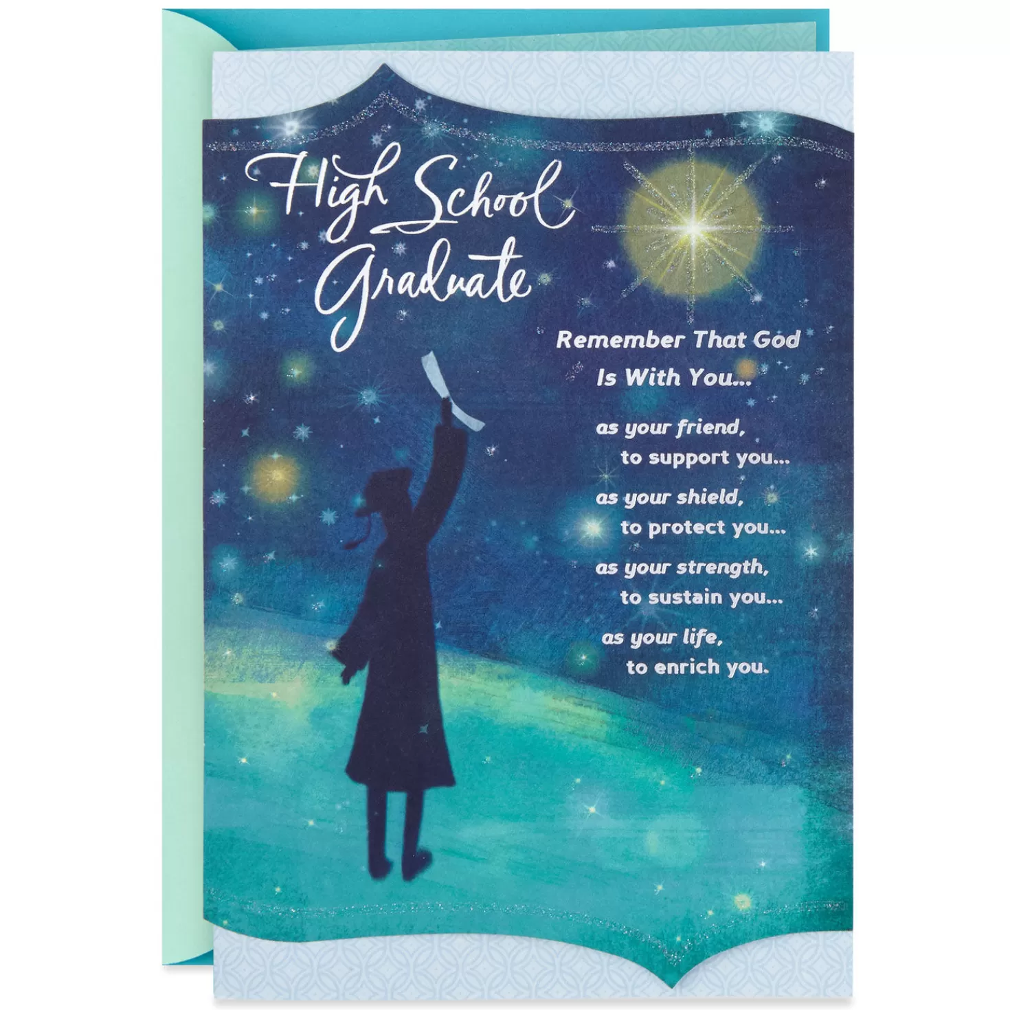 Flash Sale God Is With You Religious High School Graduation Card Graduation