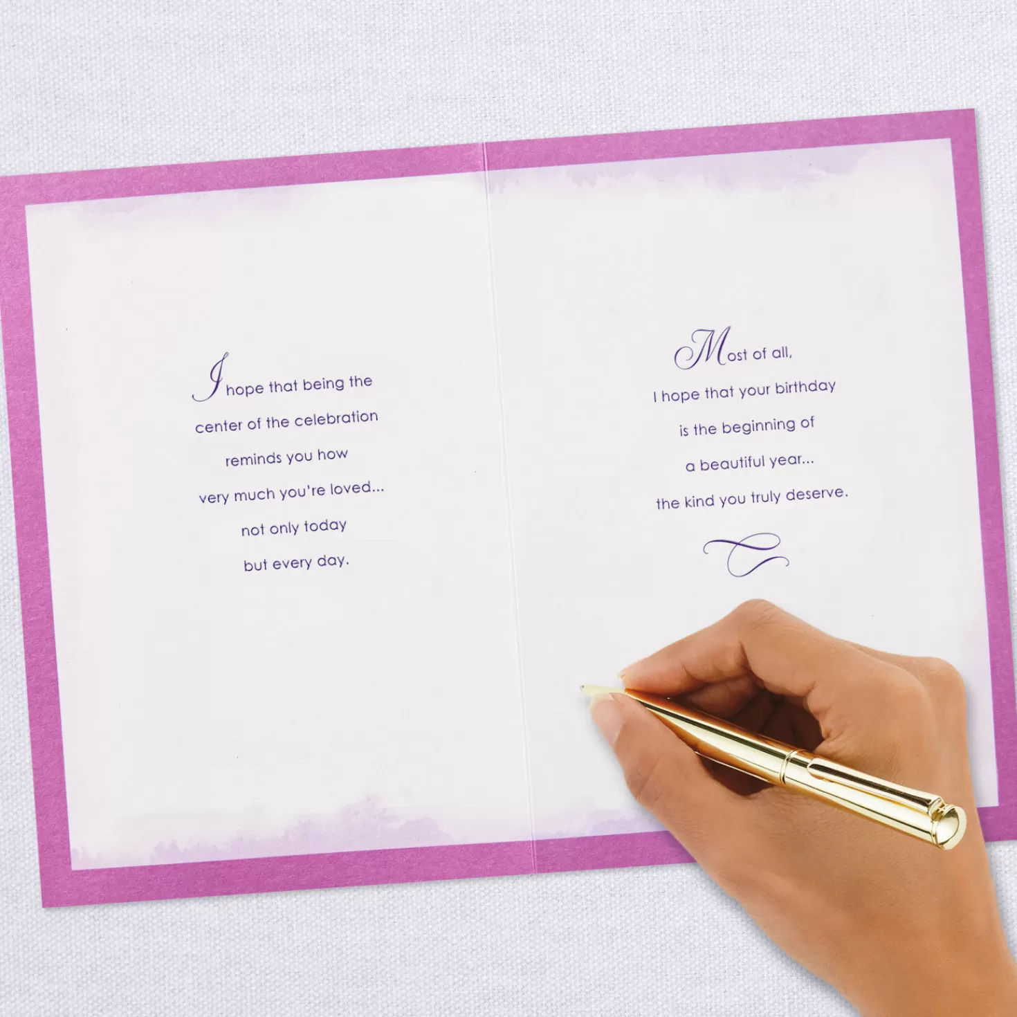 Birthday>Hallmark Gold And Pink Paisley Flowers Birthday Card For Sister