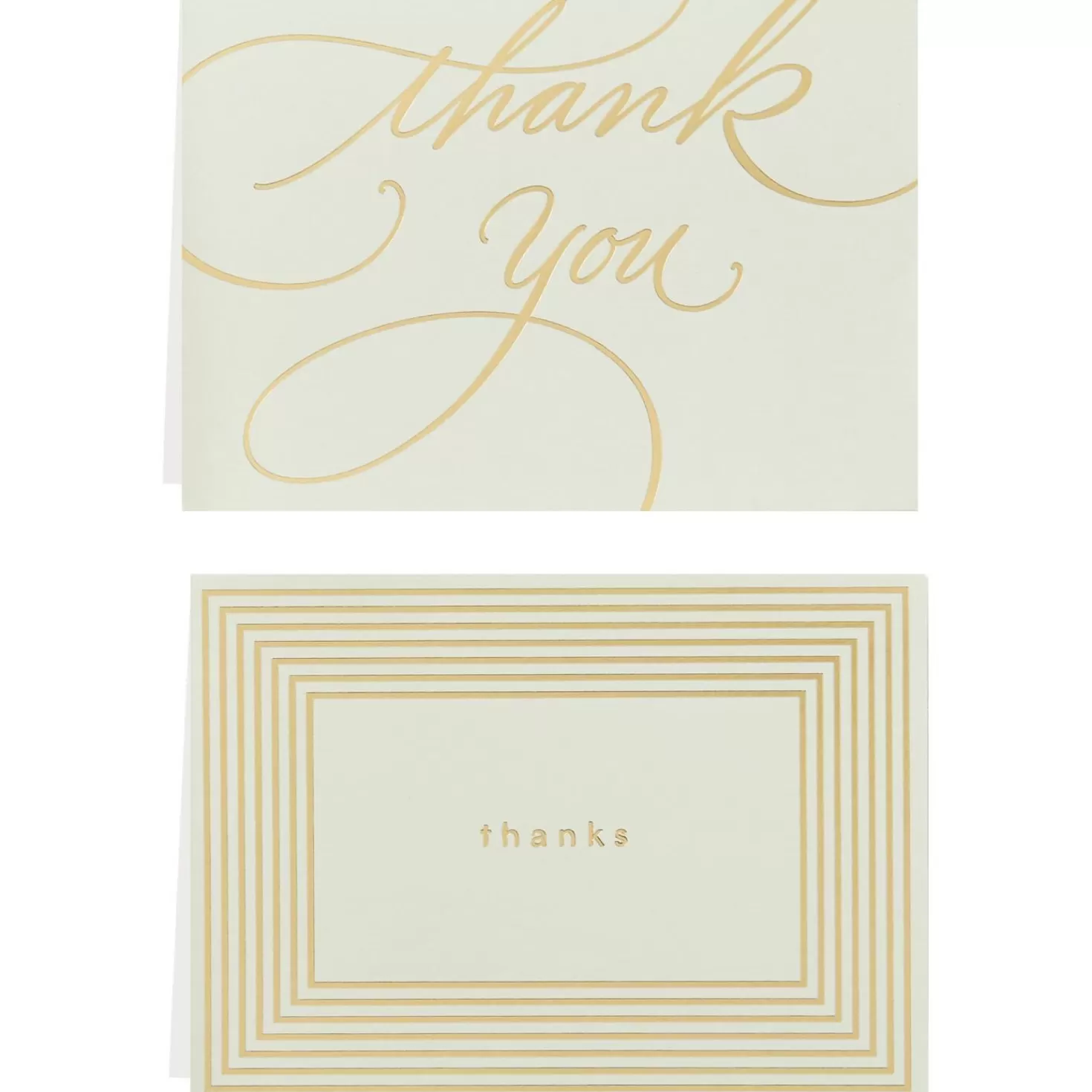 Online Gold Borders Thank You Notes, Box Of 40 Wedding