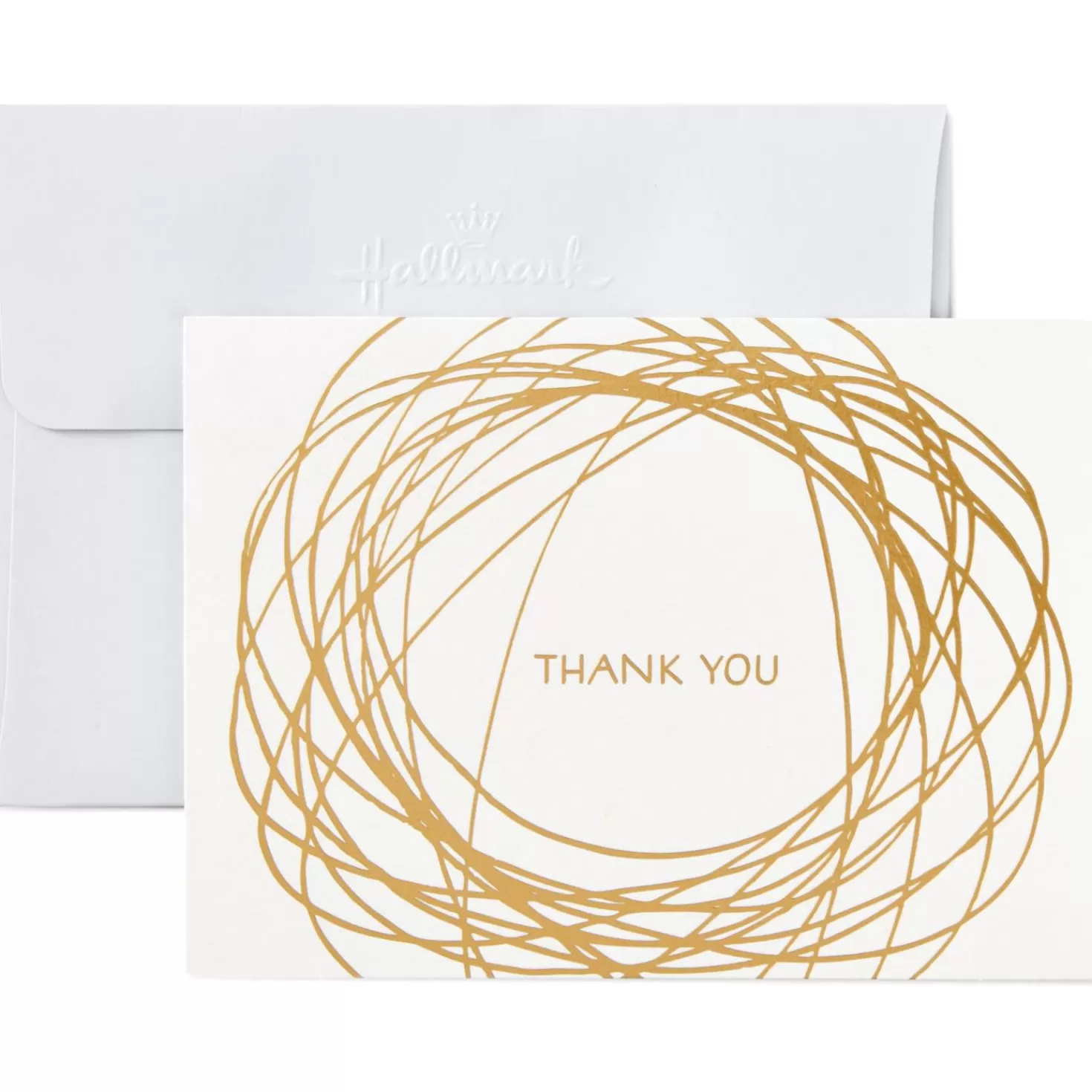 Flash Sale Gold Scribble Thank You Notes, Box Of 10 Thank You