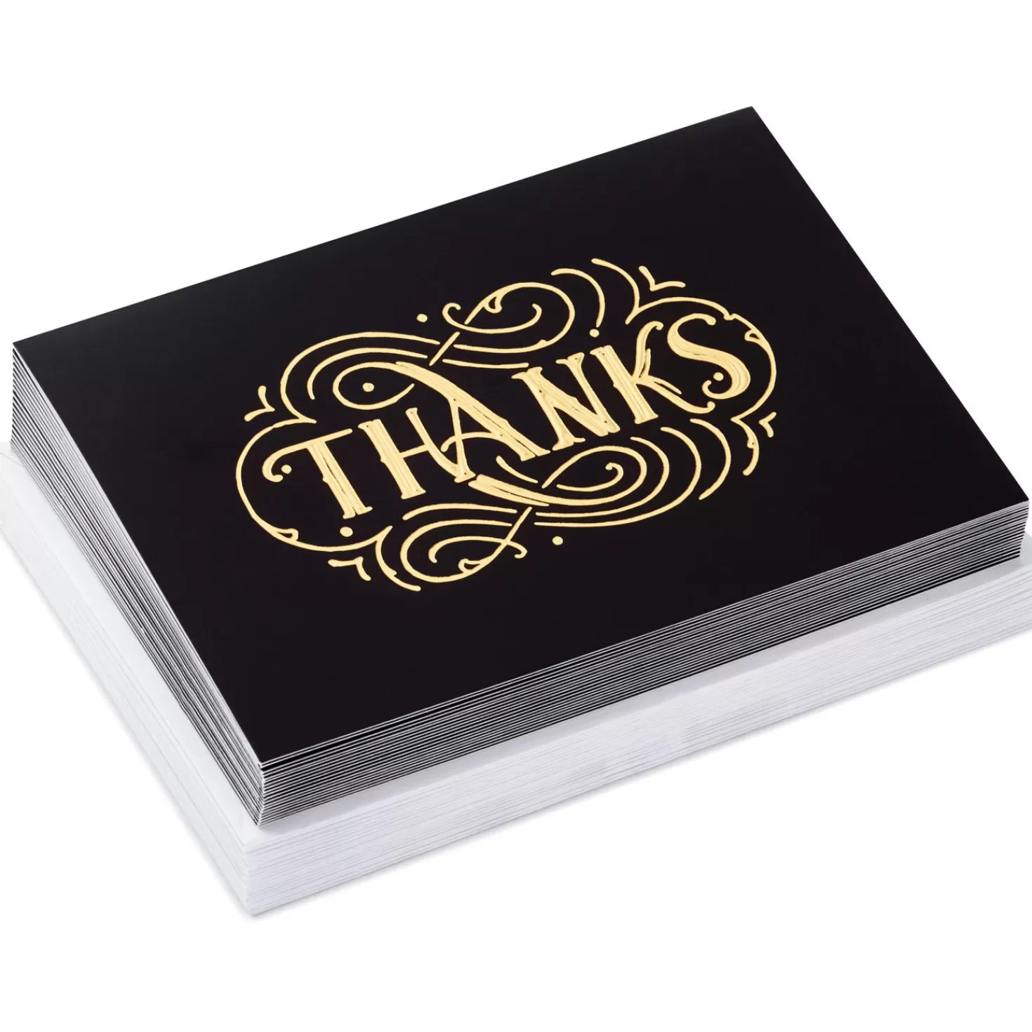 Outlet Gold Scroll Lettering Blank Thank-You Notes, Pack Of 20 Thank You
