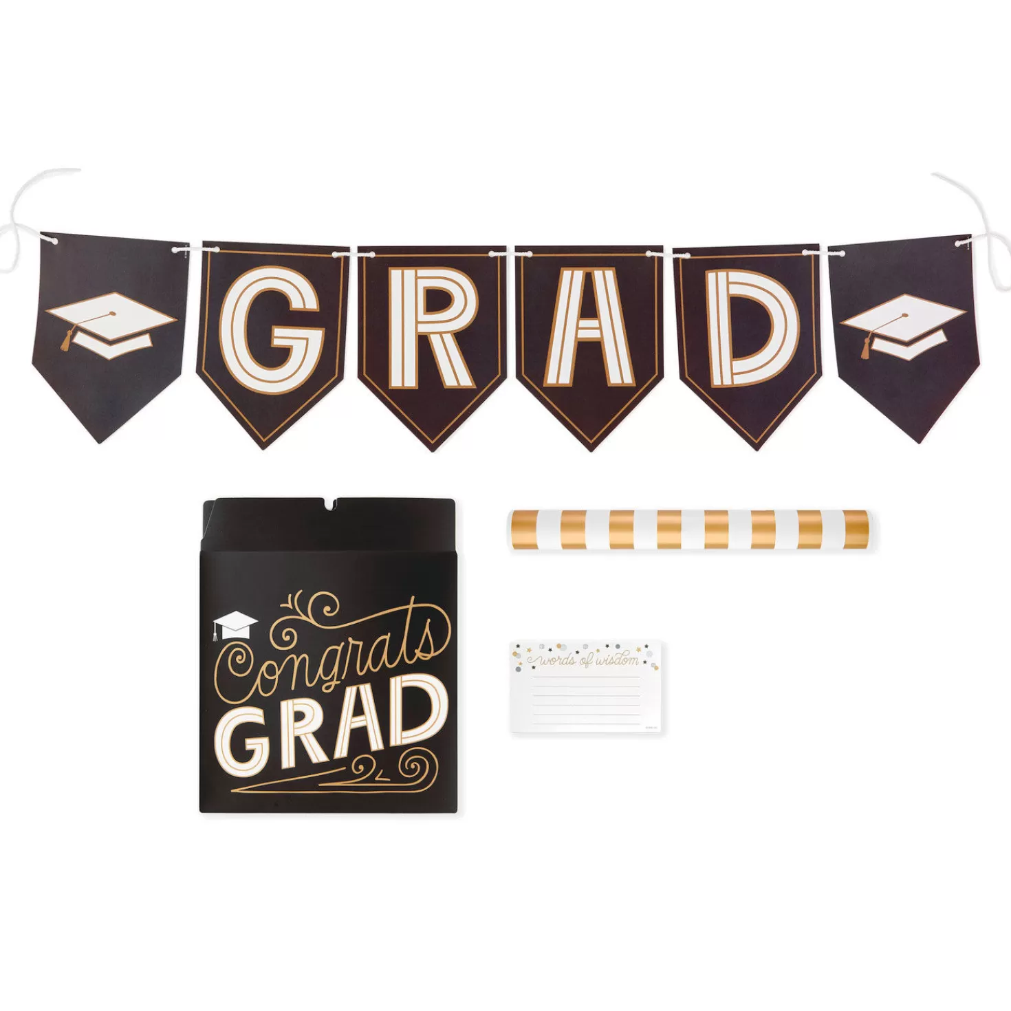 Outlet Graduation Party Kit With Banner, Card Box, Advice Cards And Table Runner Graduation
