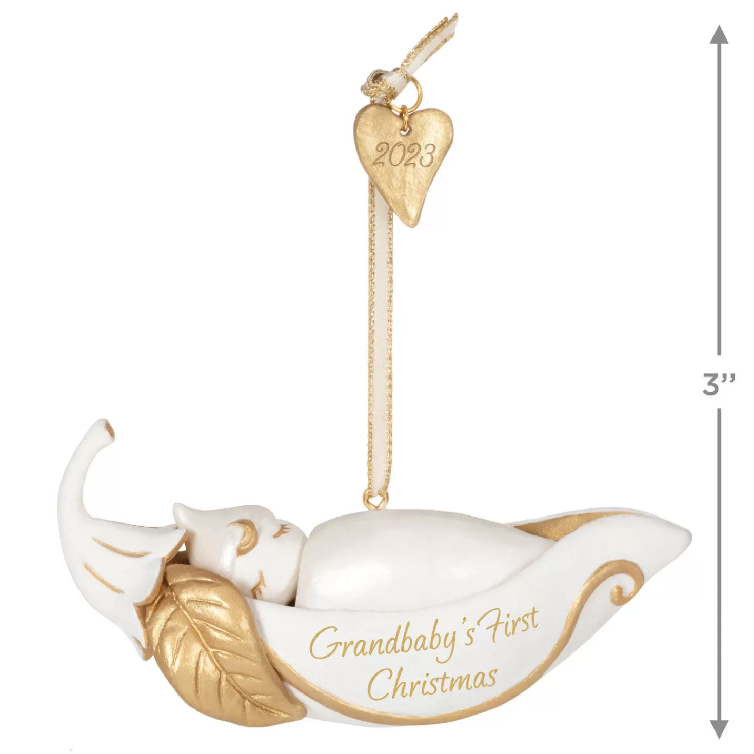 Baby>Hallmark Grandbaby's First Christmas Pea In A Pod 2023 Porcelain Ornament
