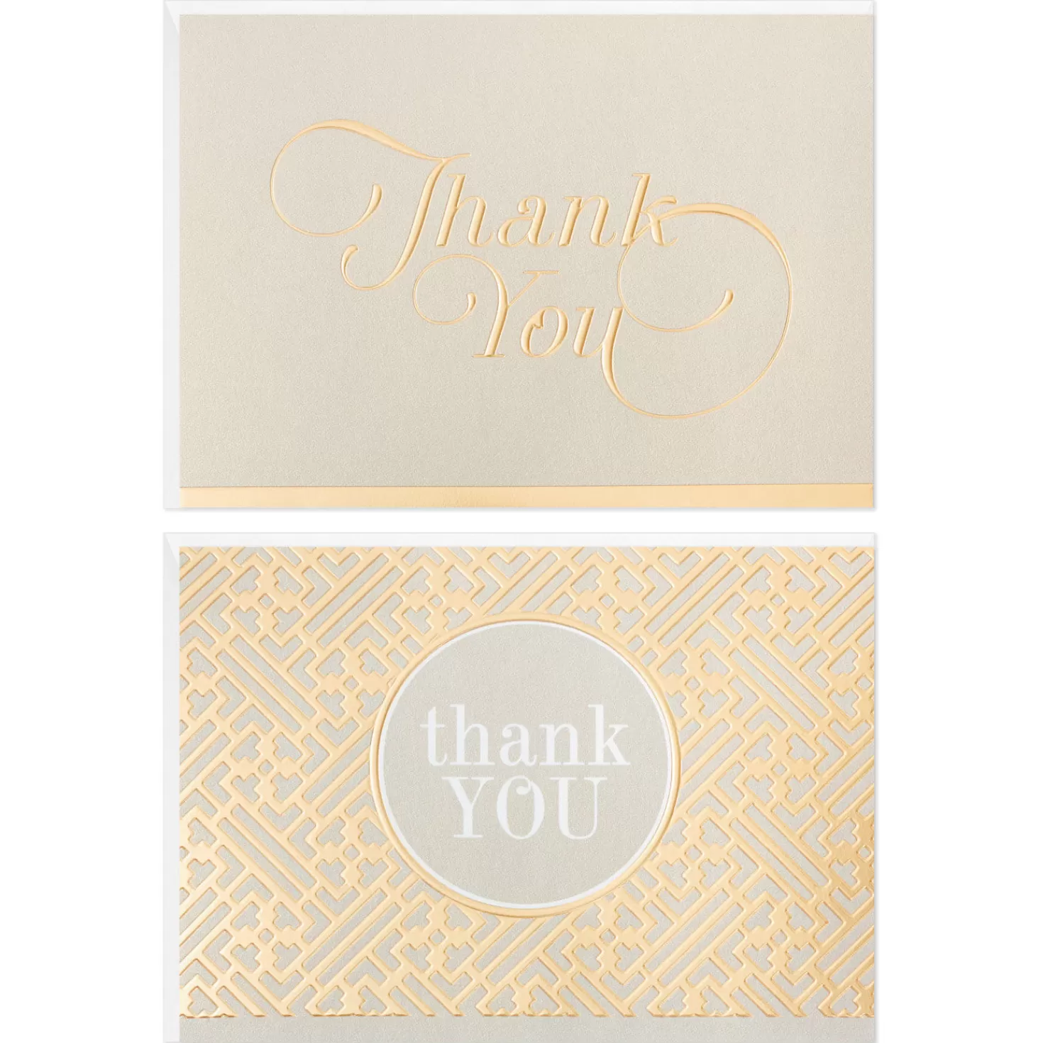 New Gray And Gold Bulk Blank Thank-You Notes, Pack Of 50 Thank You