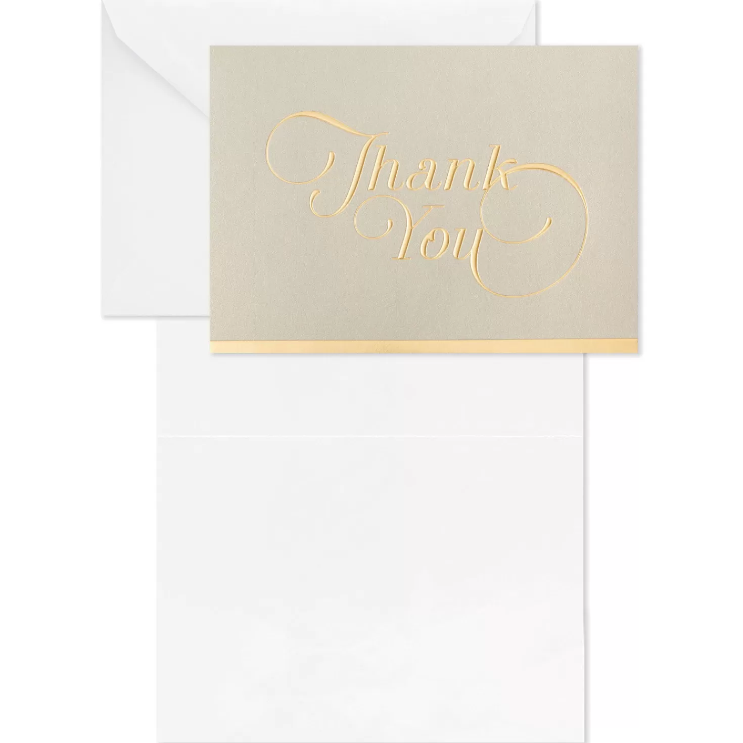 New Gray And Gold Bulk Blank Thank-You Notes, Pack Of 50 Thank You