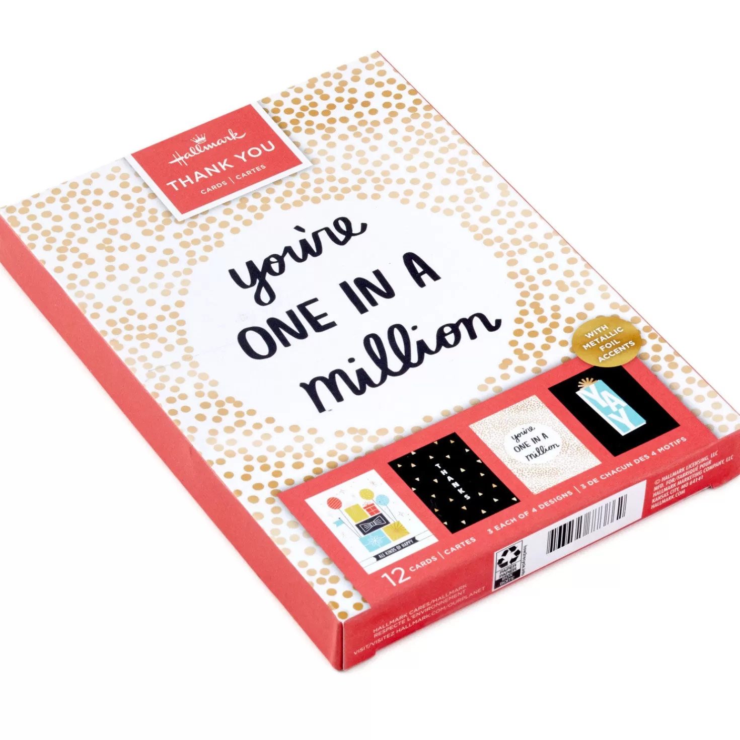 New Happy And Grateful Boxed Birthday And Thank-You Cards Assortment, Pack Of 12 Thank You