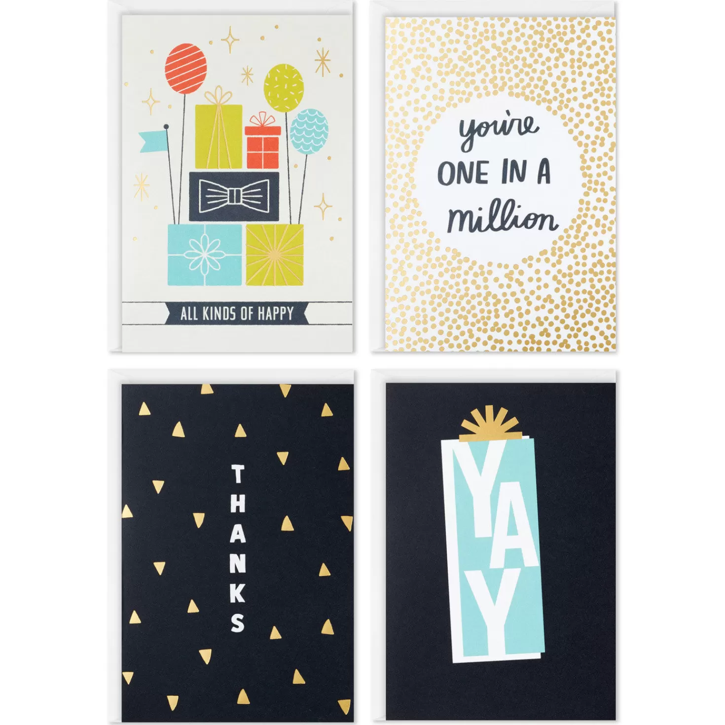New Happy And Grateful Boxed Birthday And Thank-You Cards Assortment, Pack Of 12 Thank You
