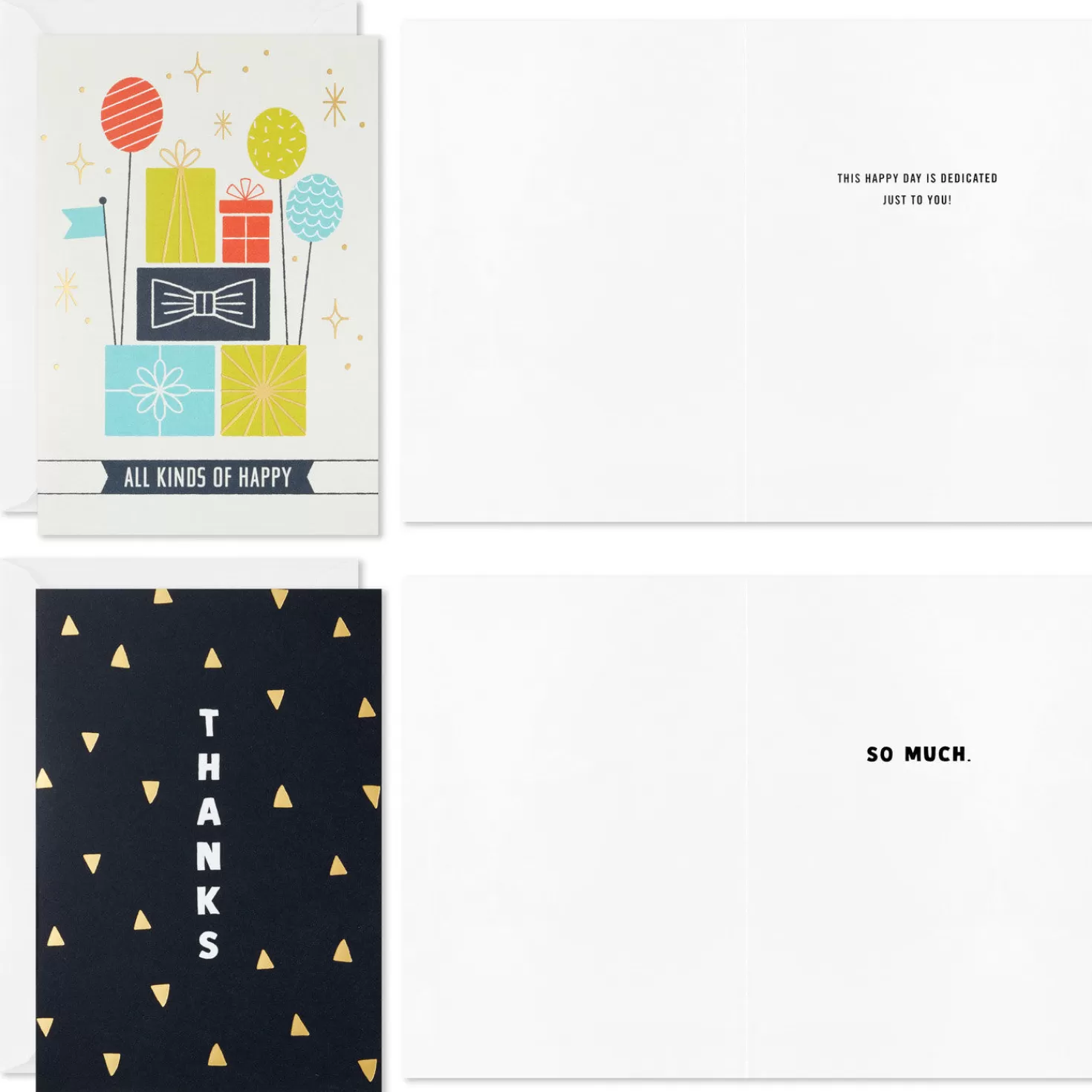 New Happy And Grateful Boxed Birthday And Thank-You Cards Assortment, Pack Of 12 Thank You