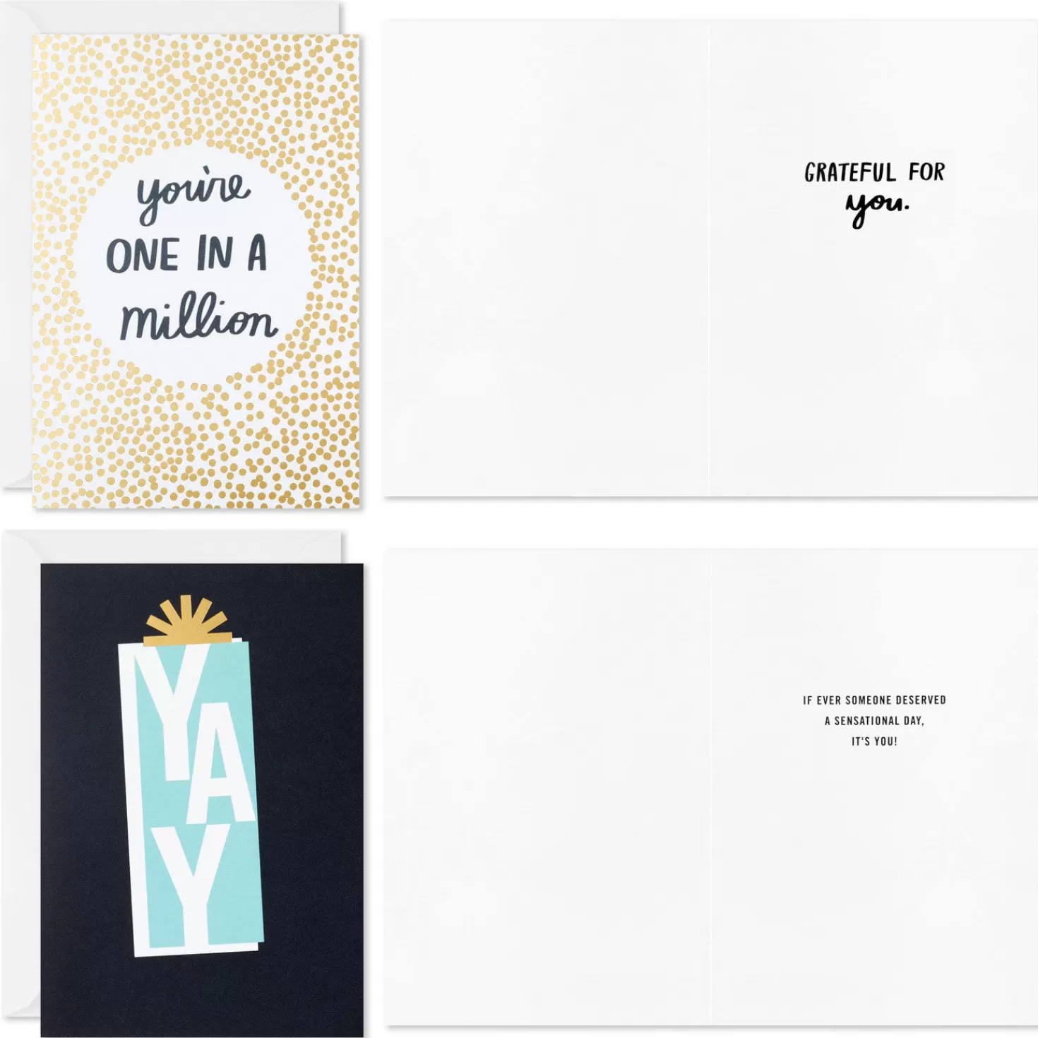 New Happy And Grateful Boxed Birthday And Thank-You Cards Assortment, Pack Of 12 Thank You