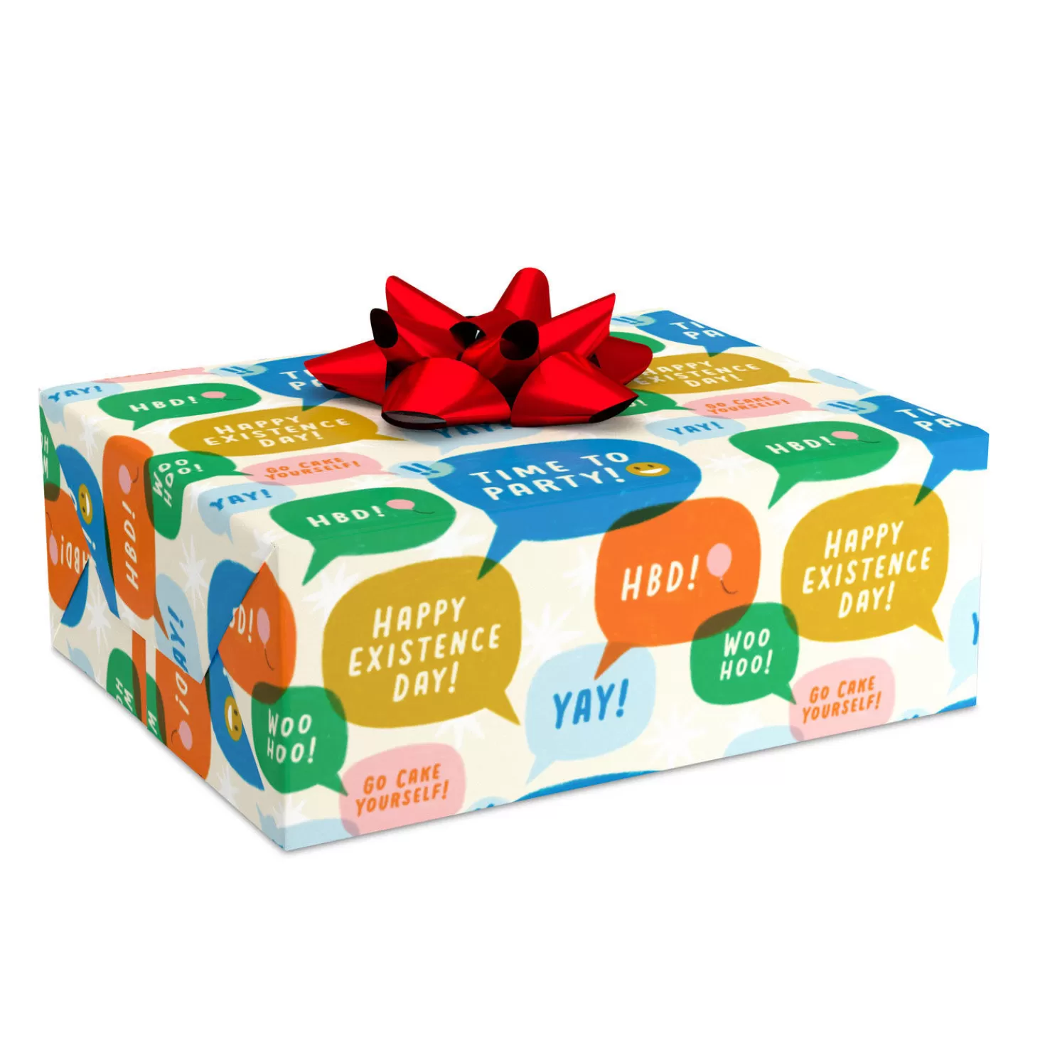 Birthday>Hallmark Happy Birthday Word Bubbles Wrapping Paper, 17.5 Sq. Ft.