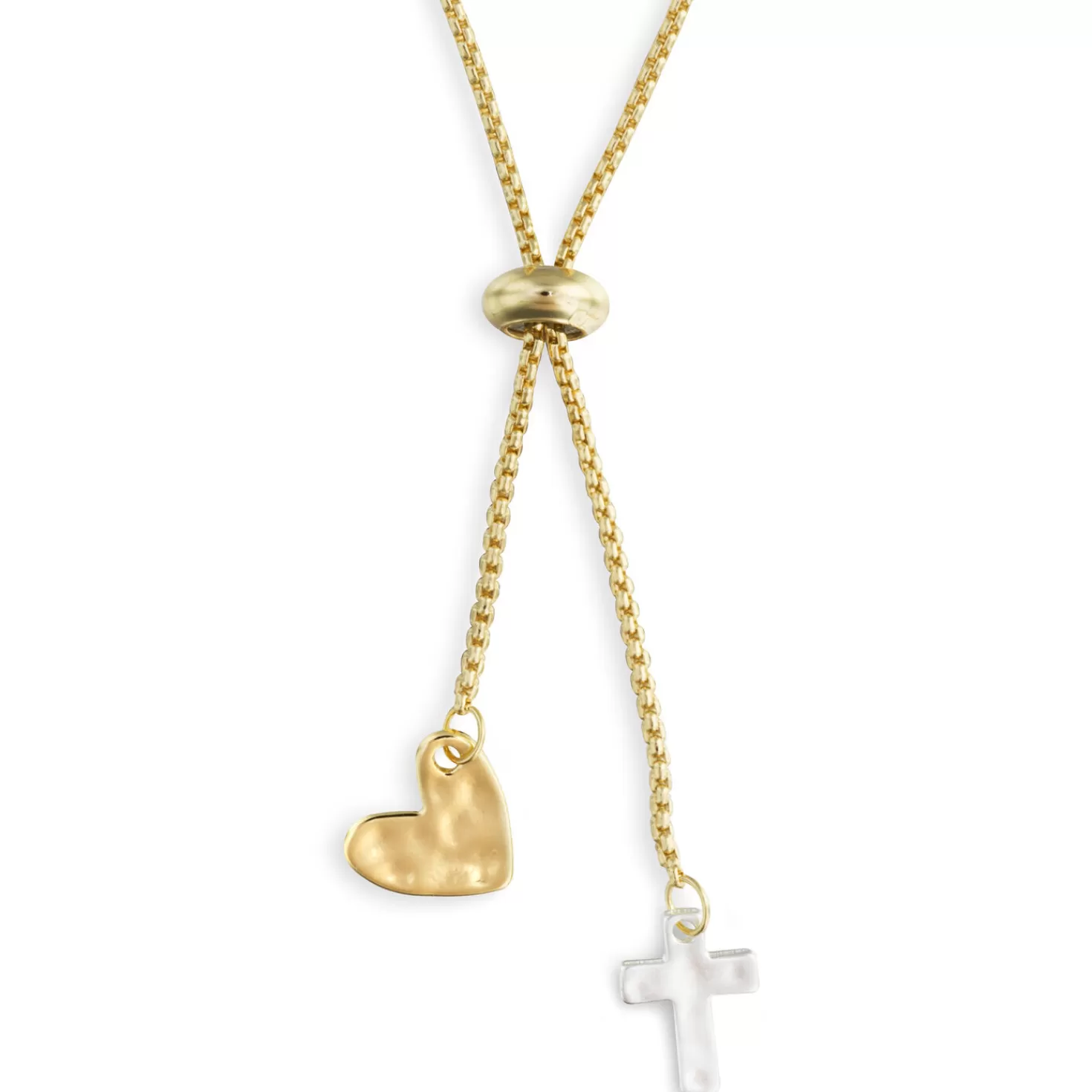 Cheap Heart And Cross Charms Giving Necklace, 35" Thank You