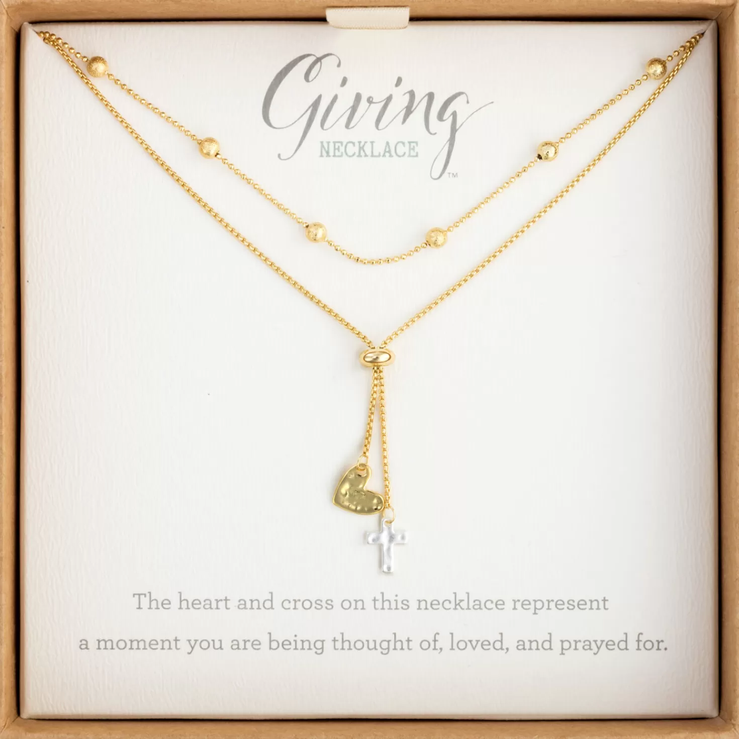 Cheap Heart And Cross Charms Giving Necklace, 35" Thank You